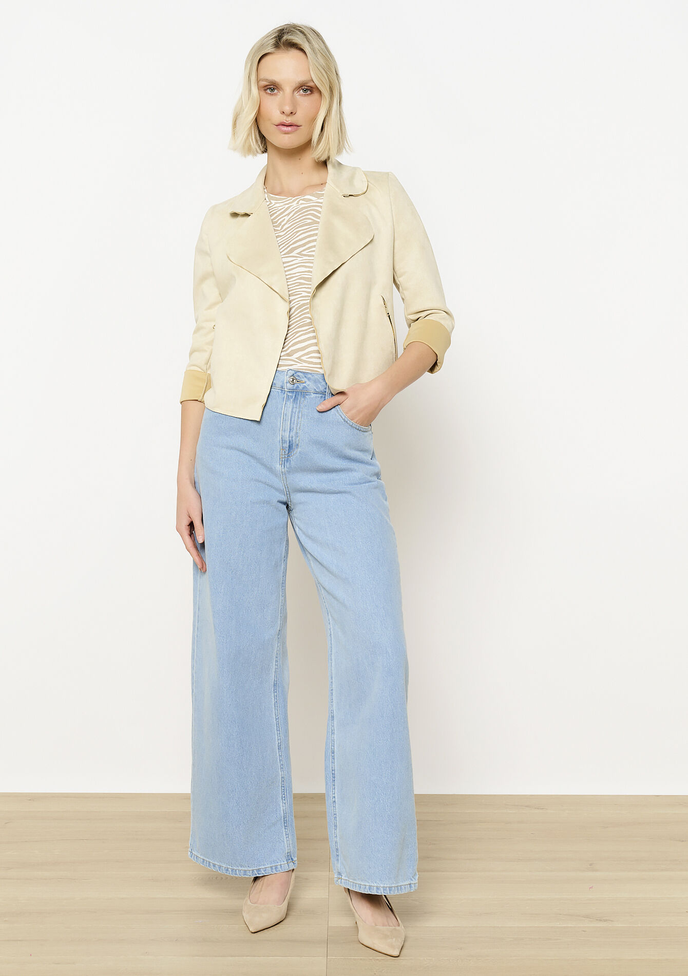 Veste courte en suédine, Veste courte en suédine - LT BEIGE - 09001477_2527