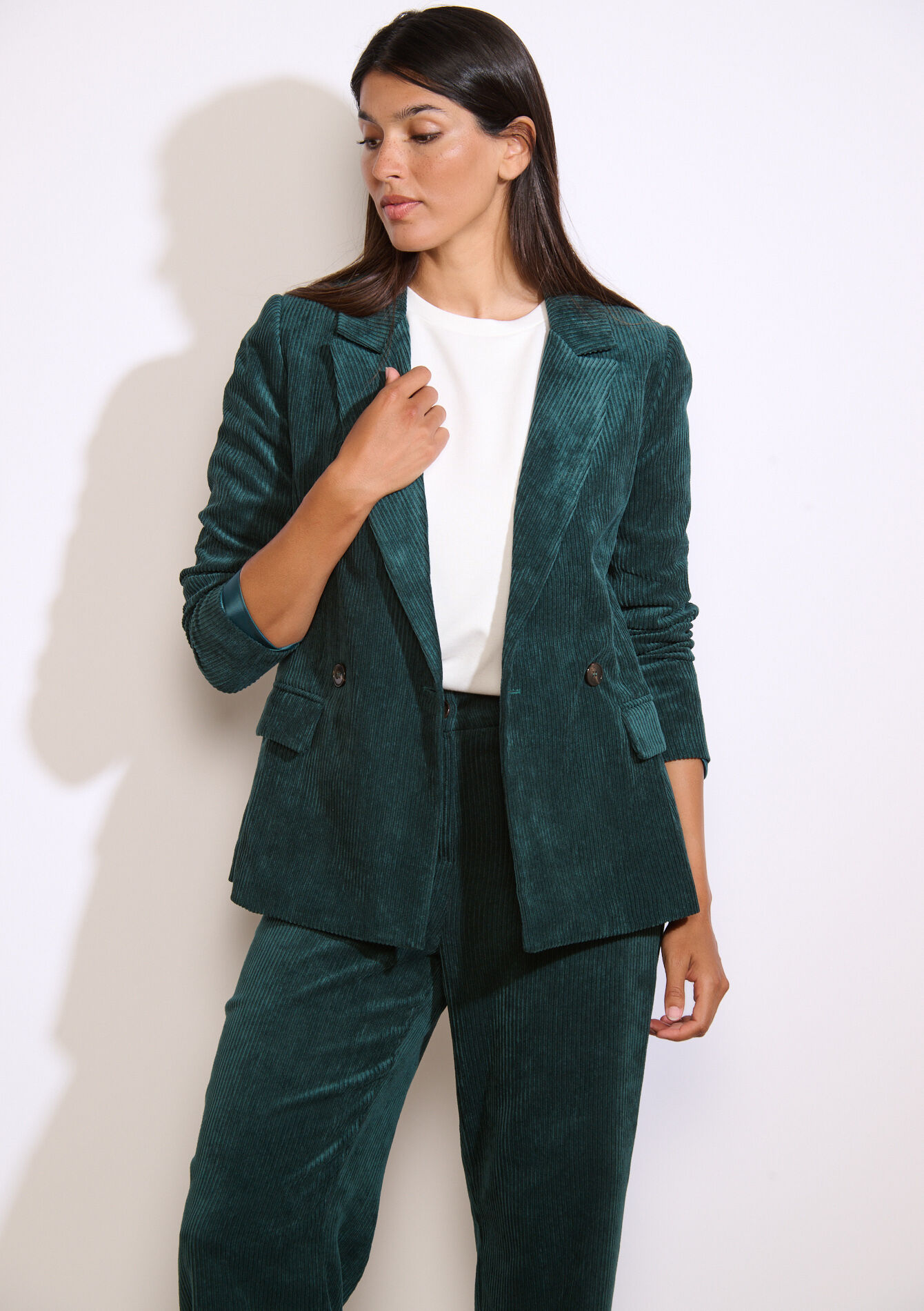 Getailleerde corduroy blazer - GREEN EMERALD - 09101112_4511