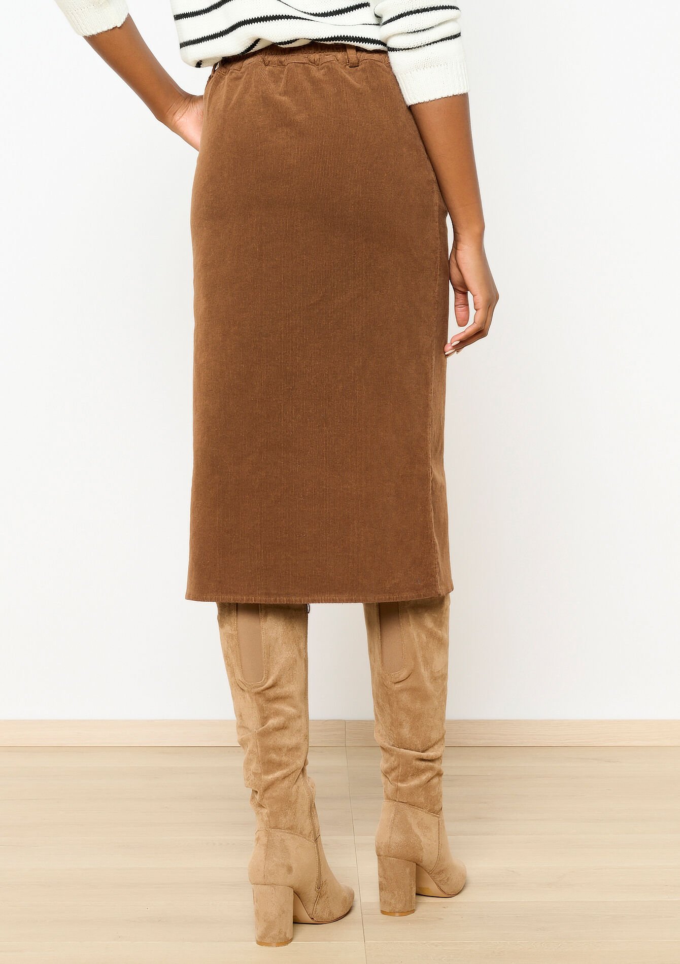 Corduroy pencil skirt - CARAMEL - 07101188_1953