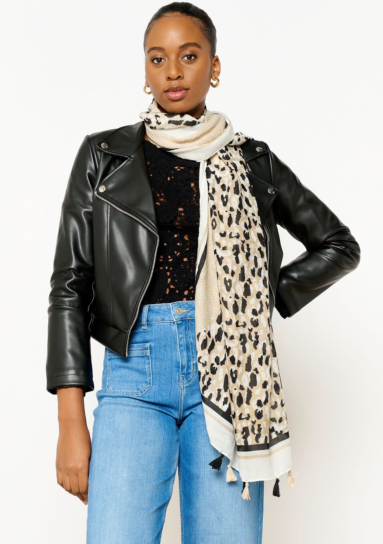 Sjaal met dierenprint, Sjaal met dierenprint - LT BEIGE - 1093301