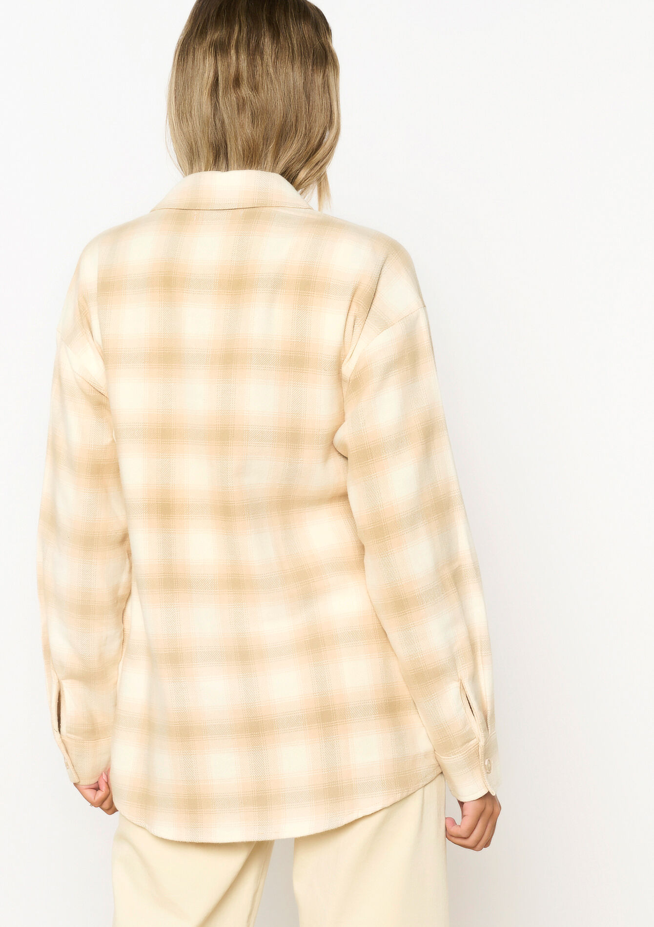 Oversized flanel overhemd, Oversized flanel overhemd - BEIGE COFFEE - 05702497_2561