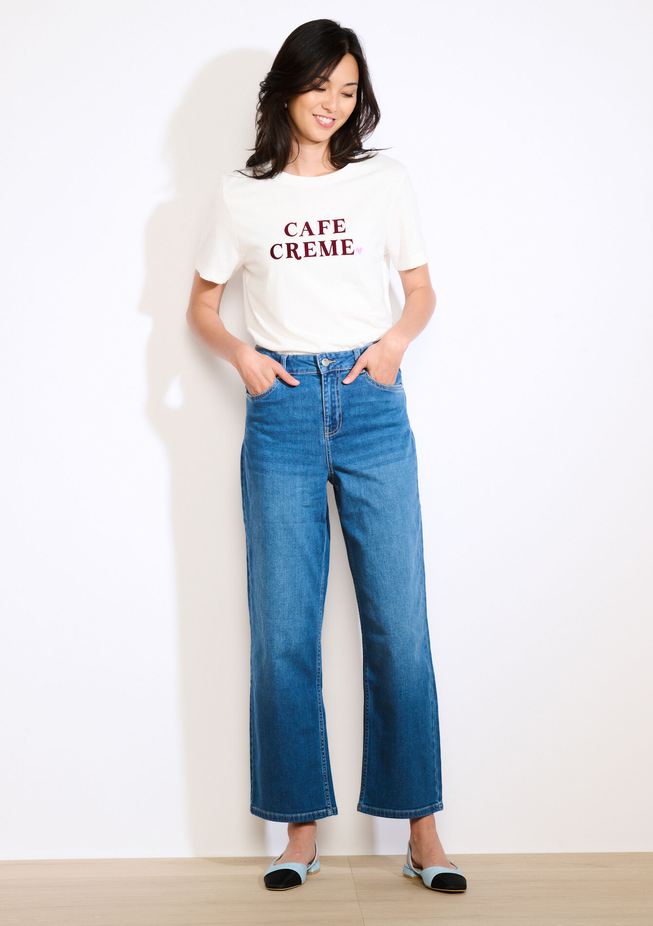 High waist wide leg jeans, High waist wide leg jeans - MEDIUM BLUE - 22000590_0500