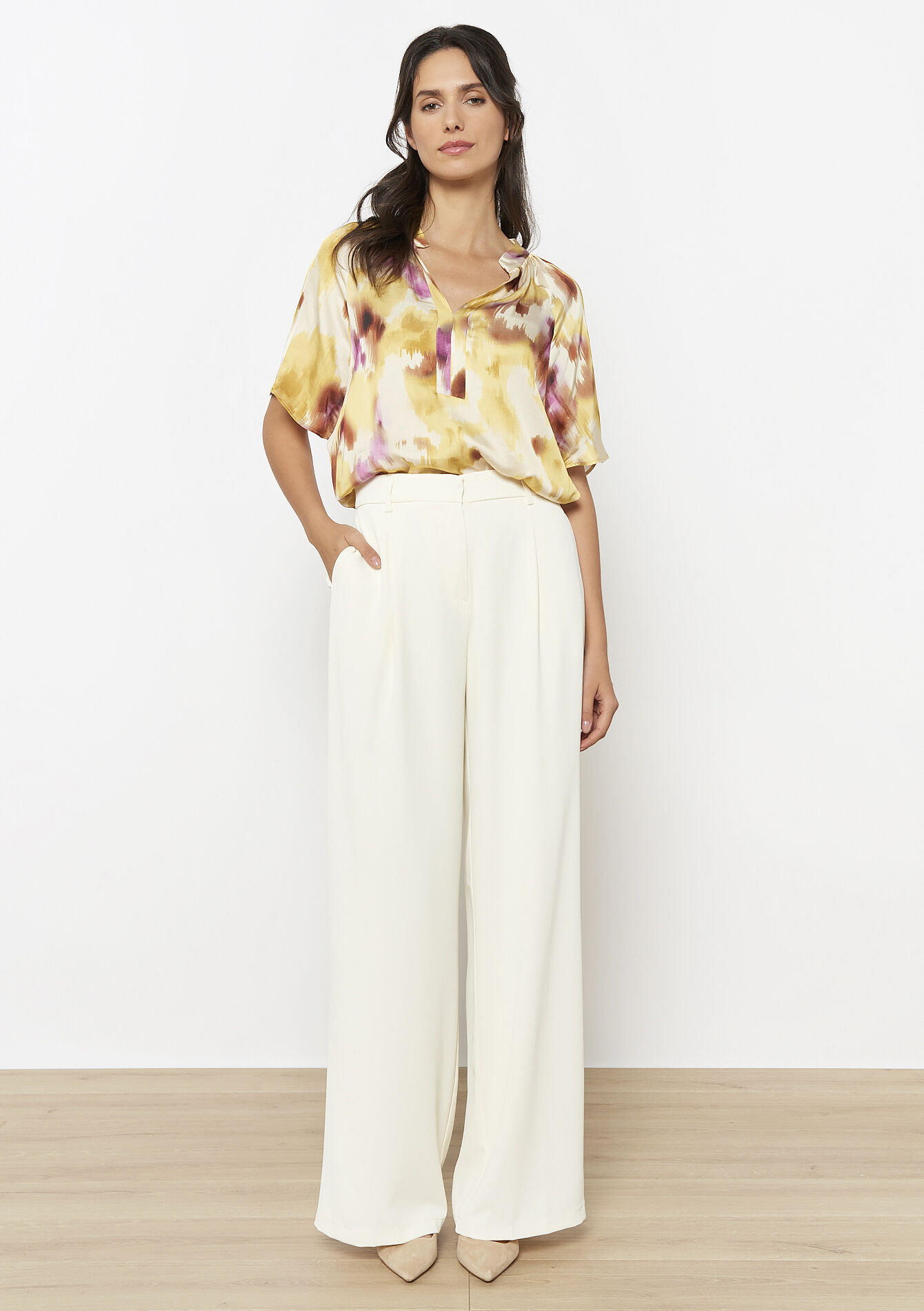 Pantalon large uni - VANILLA WHITE - 06600997_1013