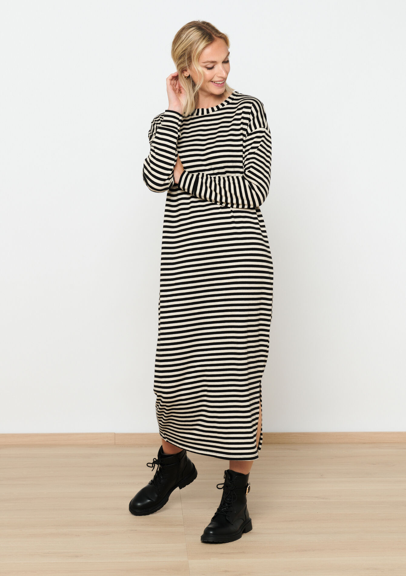 Robe pull à rayures, Robe pull à rayures - BLACK - 08602213_1119