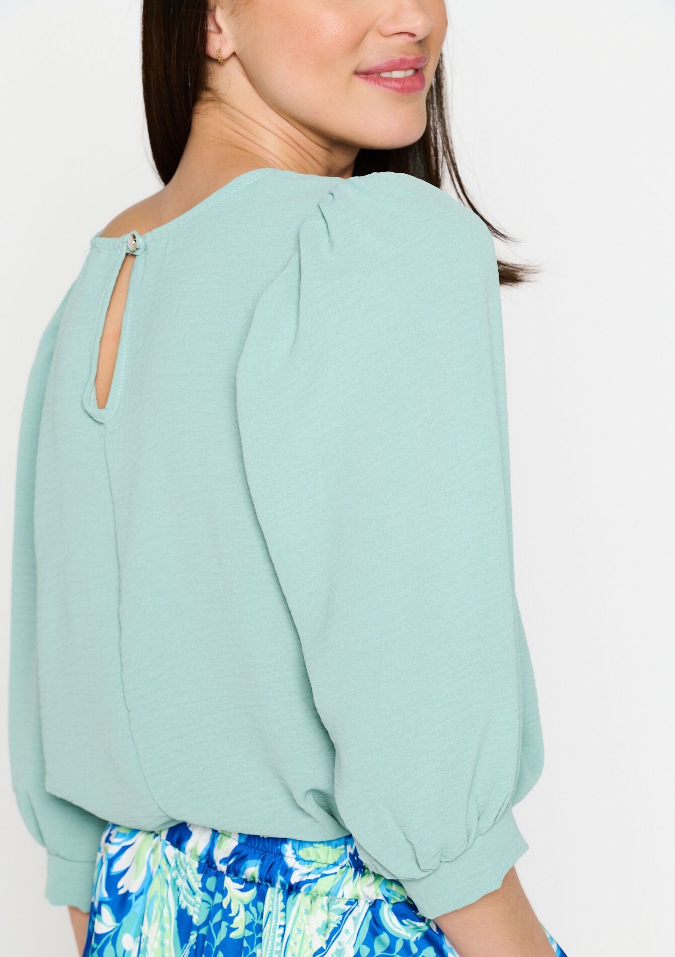 Short-sleeved blouse - MINT GREEN - 05702140_1723