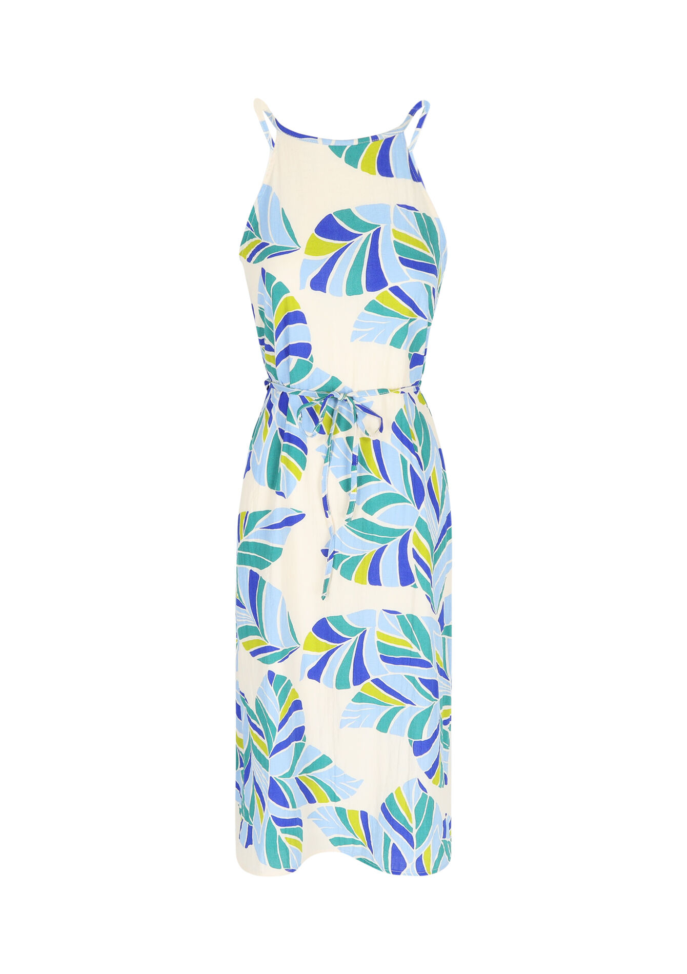 Halter dress with print, Halter dress with print - BLUE FAIENCE - 08103556_1584