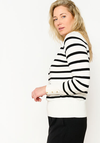 Striped pullover with boatneck - OFFWHITE - 04006289_1001