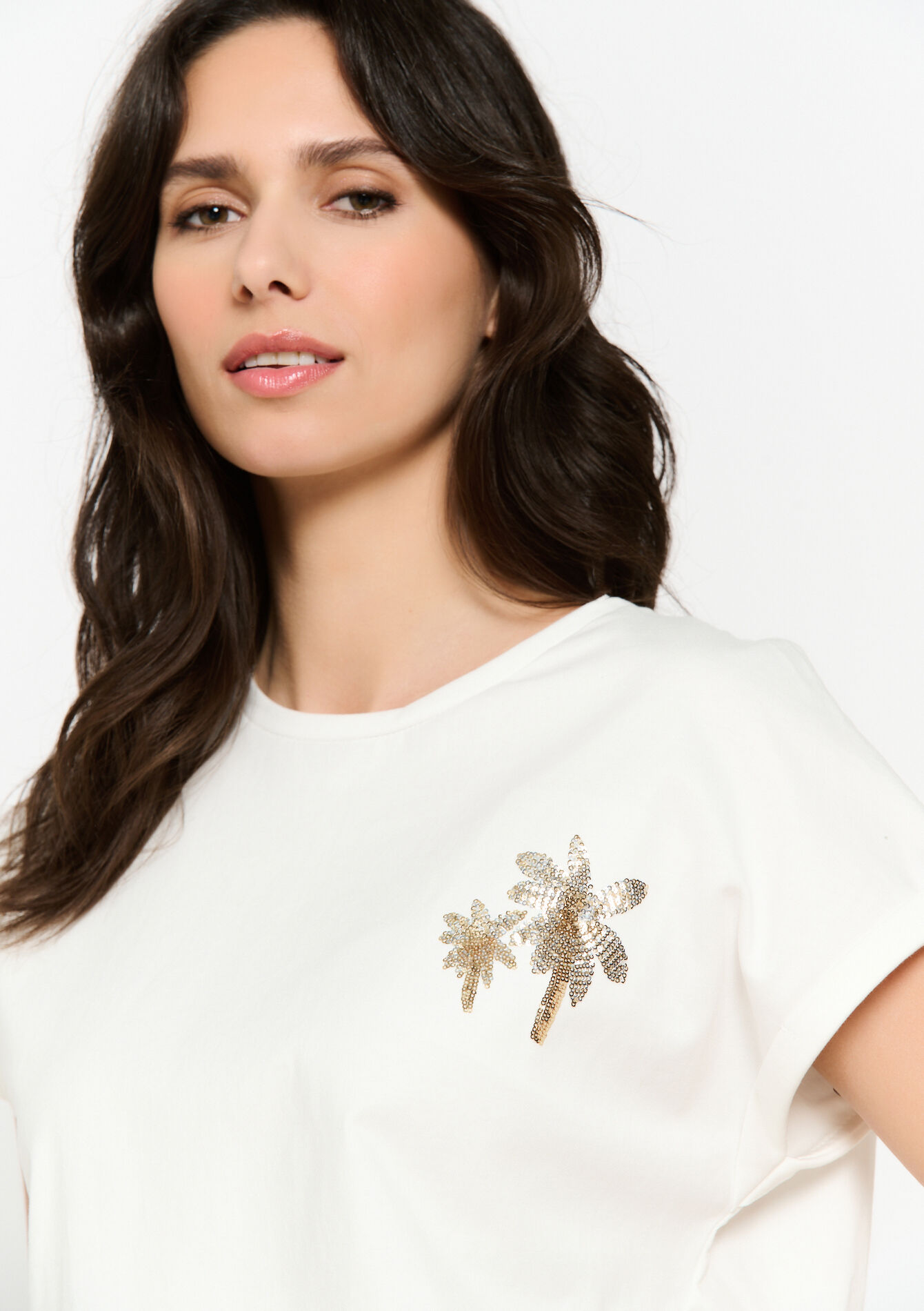 T-shirt met borduursel - OPTICAL WHITE - 02301784_1019