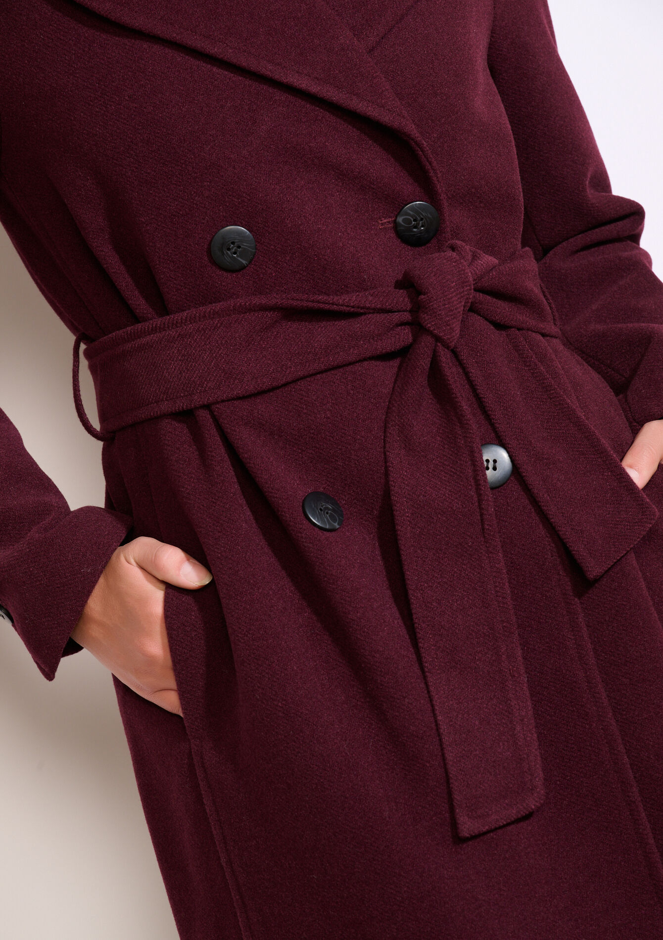 Manteau long croisé ceinturé - BORDEAUX WINE - 23000750_5514