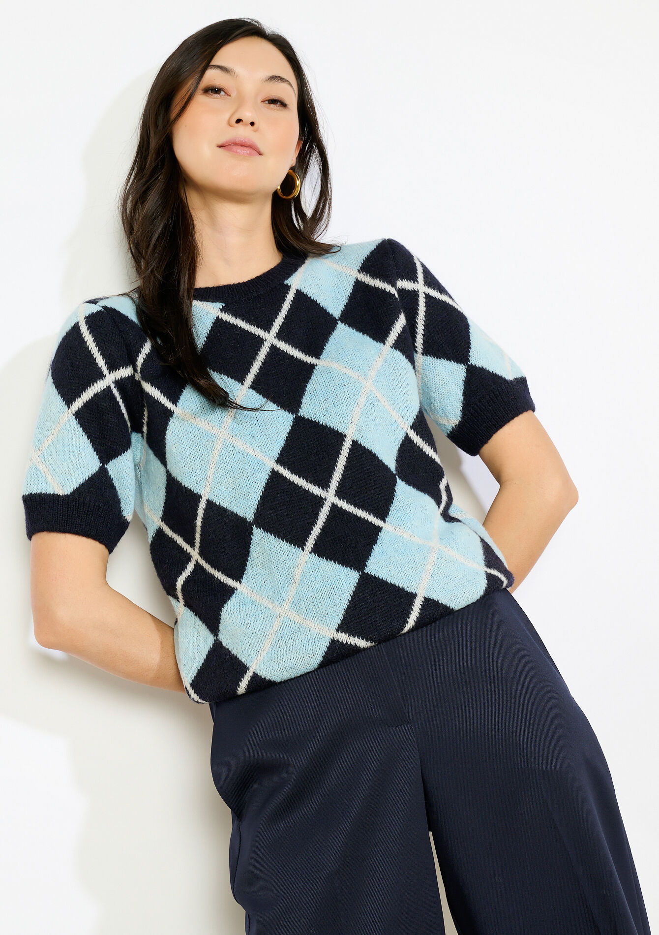 Pull à losanges doux, Pull à losanges doux - NAVY BASIC - 04007200_2723