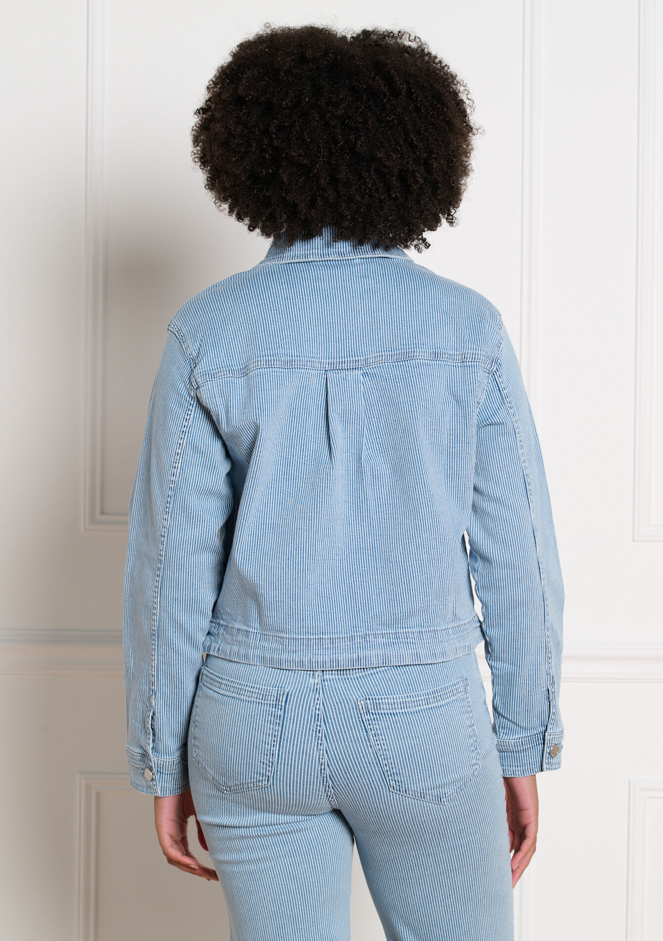 Gestreepte denim jas - BLUE DENIM - 09101128_1638