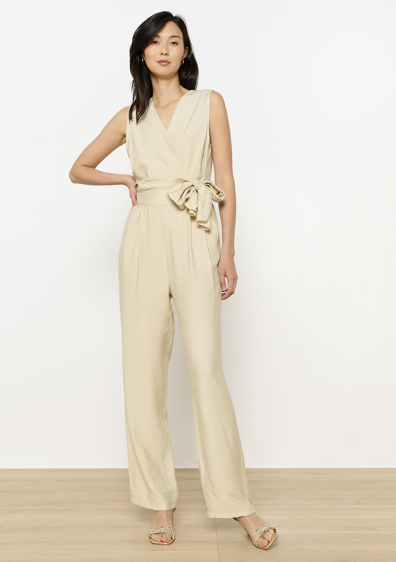 Sleeveless wrap jumpsuit, Sleeveless wrap jumpsuit - LT BEIGE - 06004637_2527