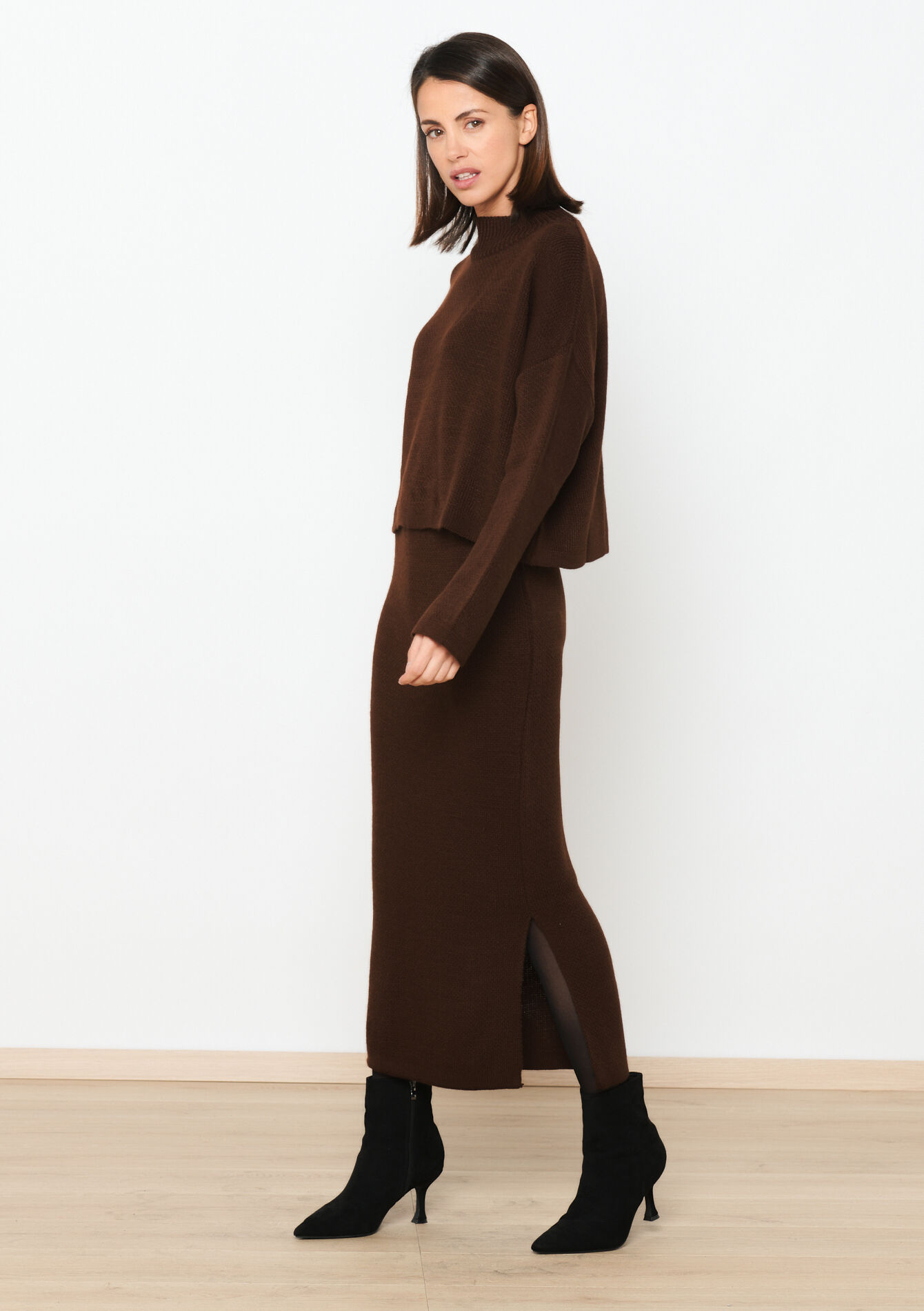 Jupe en maille, Jupe en maille - BROWN DARK CHOCOLATE - 07101201_3720