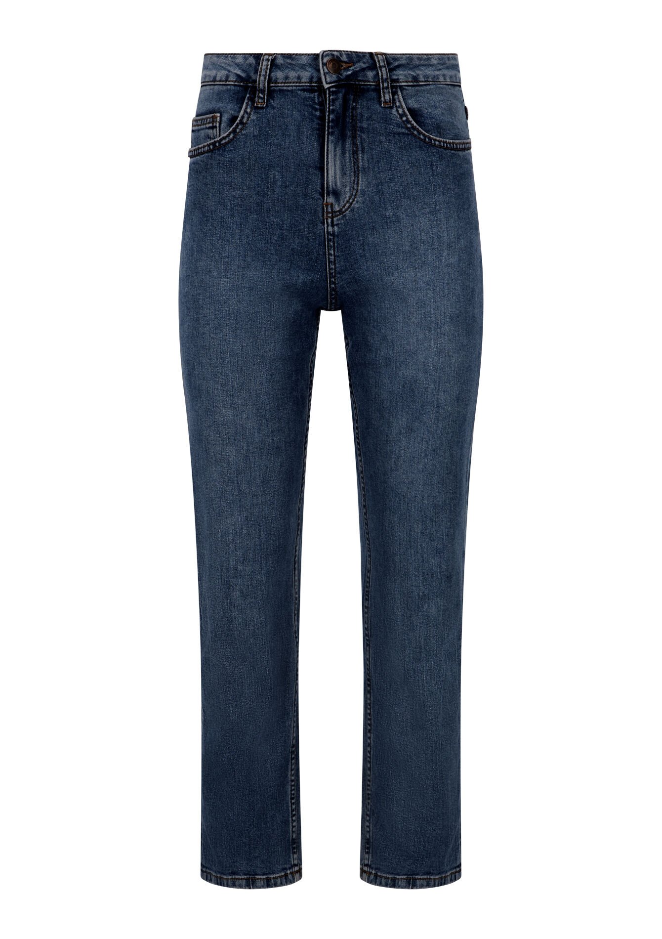 Rechte jeans met hoge taille, Rechte jeans met hoge taille - DARK BLUE - 22000469_0501