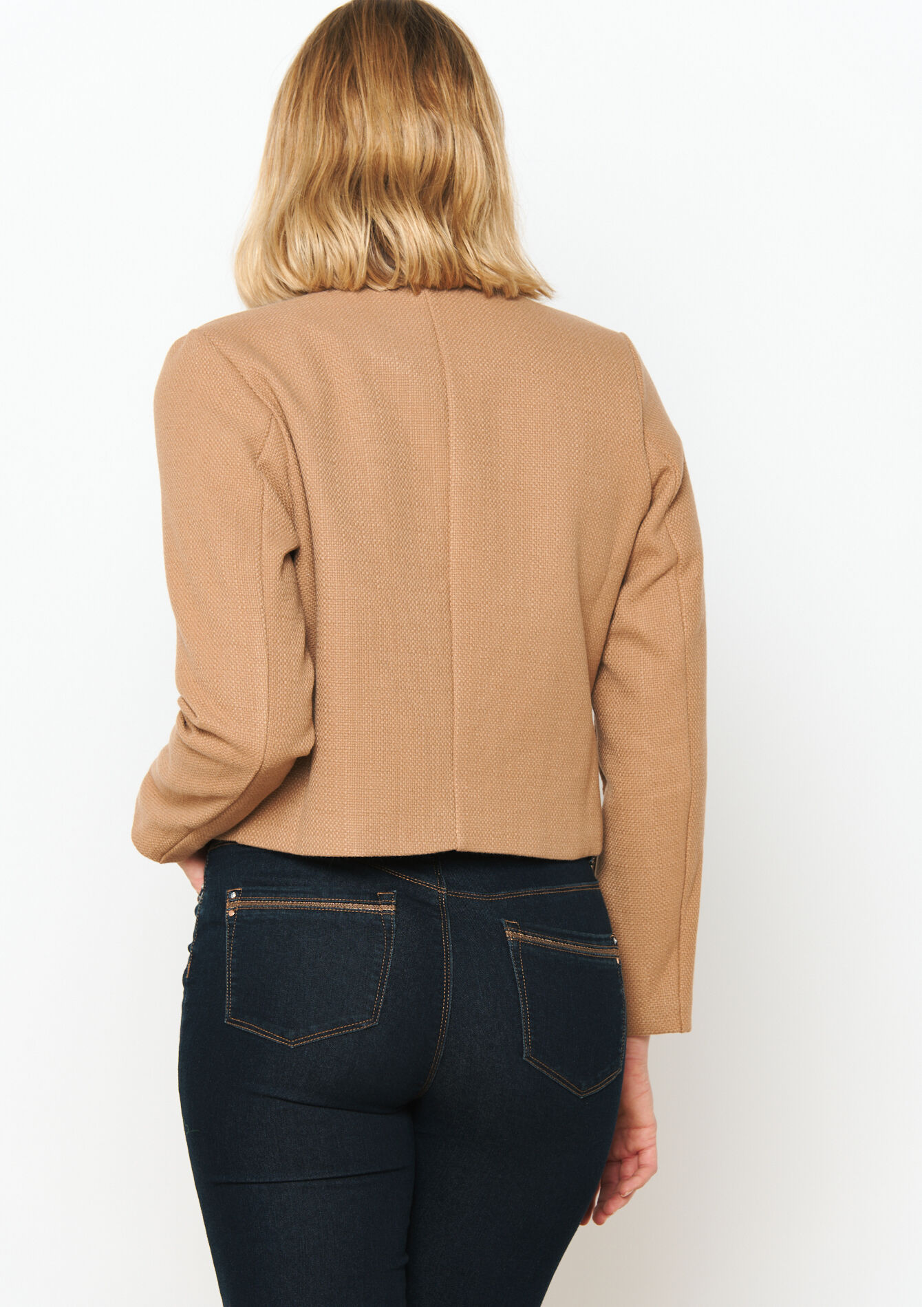 Cropped tweed jacket - CAMEL BEIGE - 09100882_1132