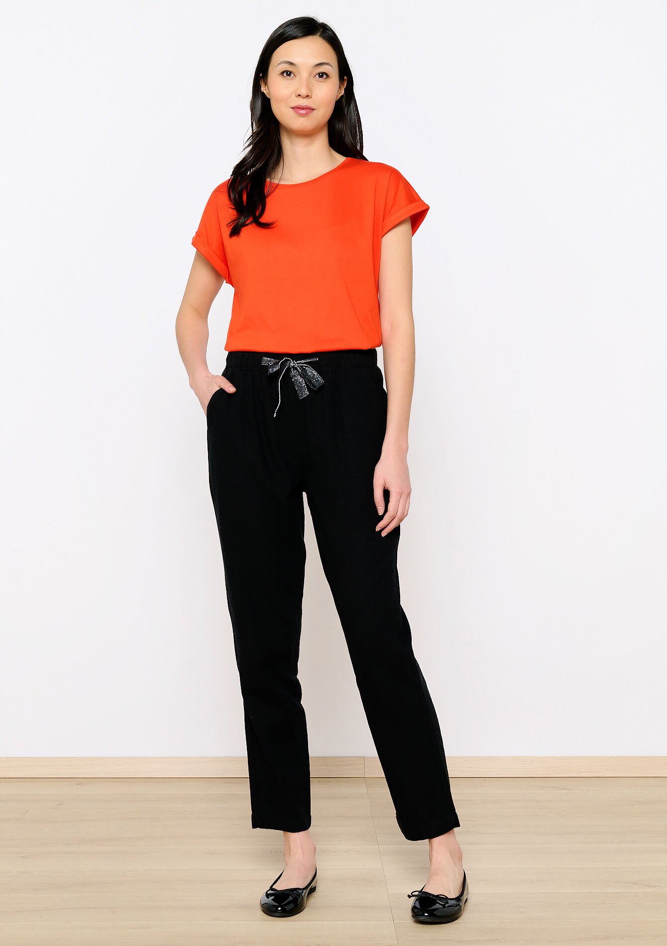 Linen jogger trousers, Linen jogger trousers - BLACK - 06600801_1119