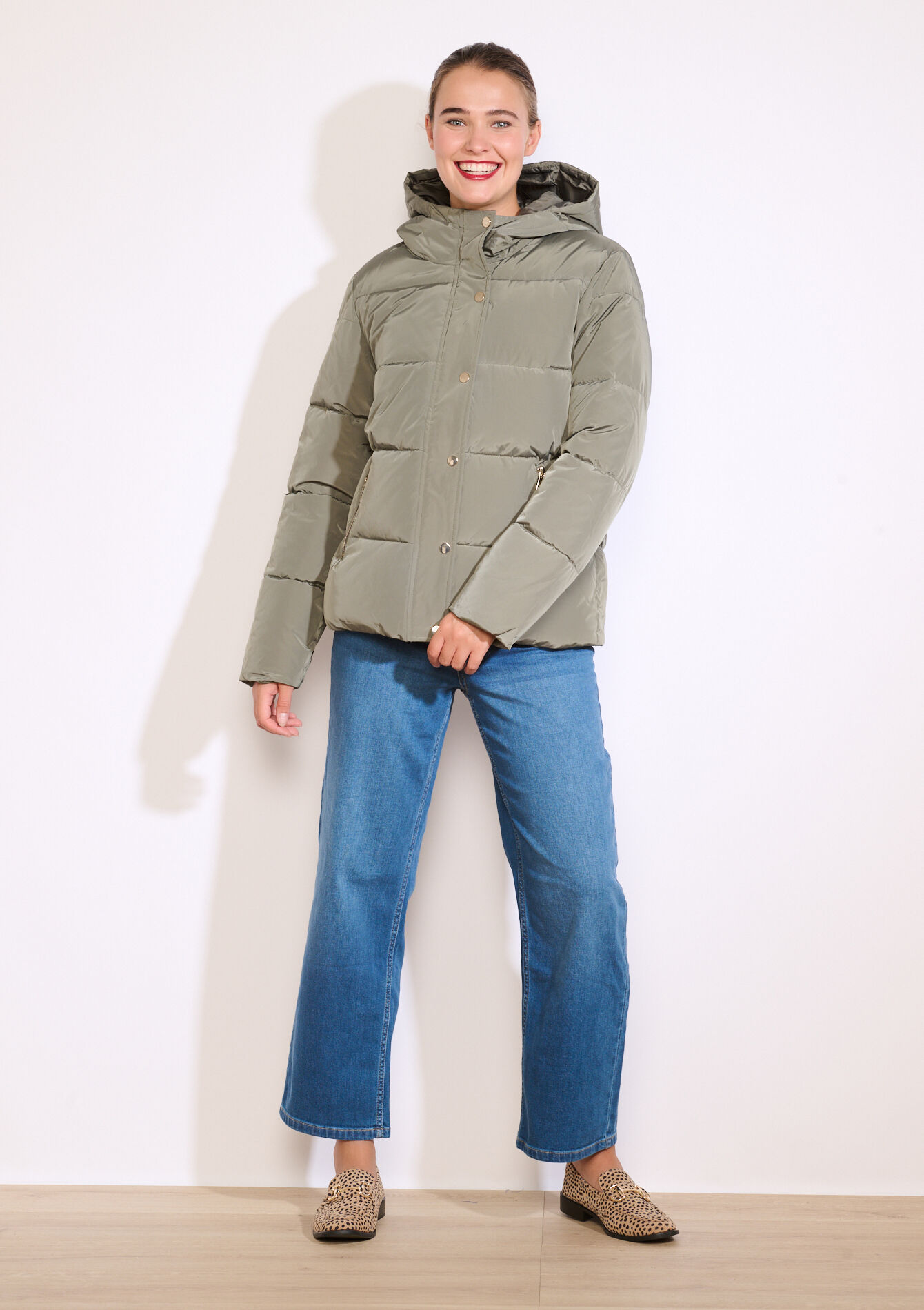 Doudoune courte matelassée - KHAKI FADED - 23000736_4326