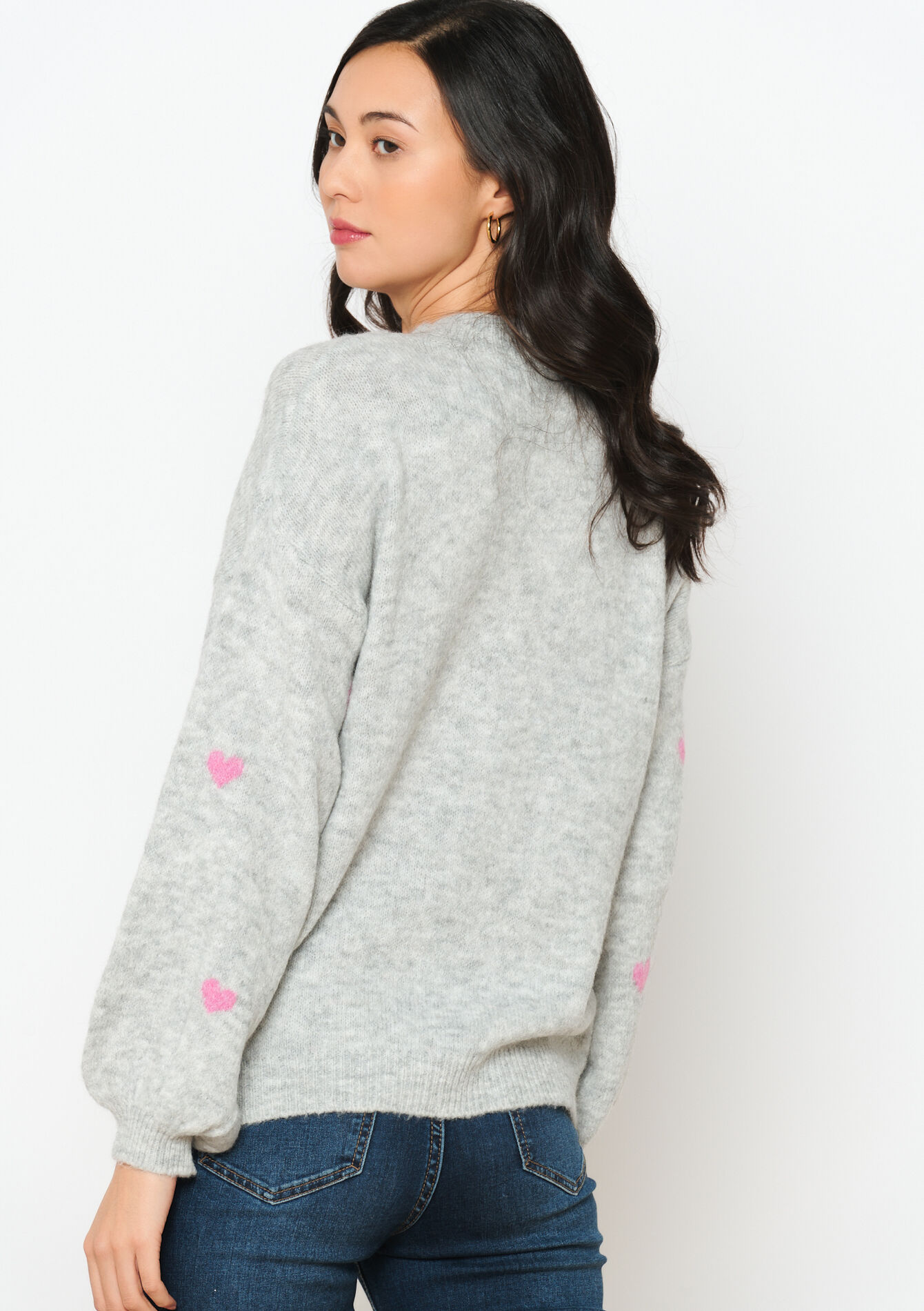 Pullover with hearts, Pullover with hearts - LT GREY MEL - 04006426_1081