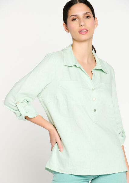 Linnen blouse - MINT GREEN - 05702213_1723