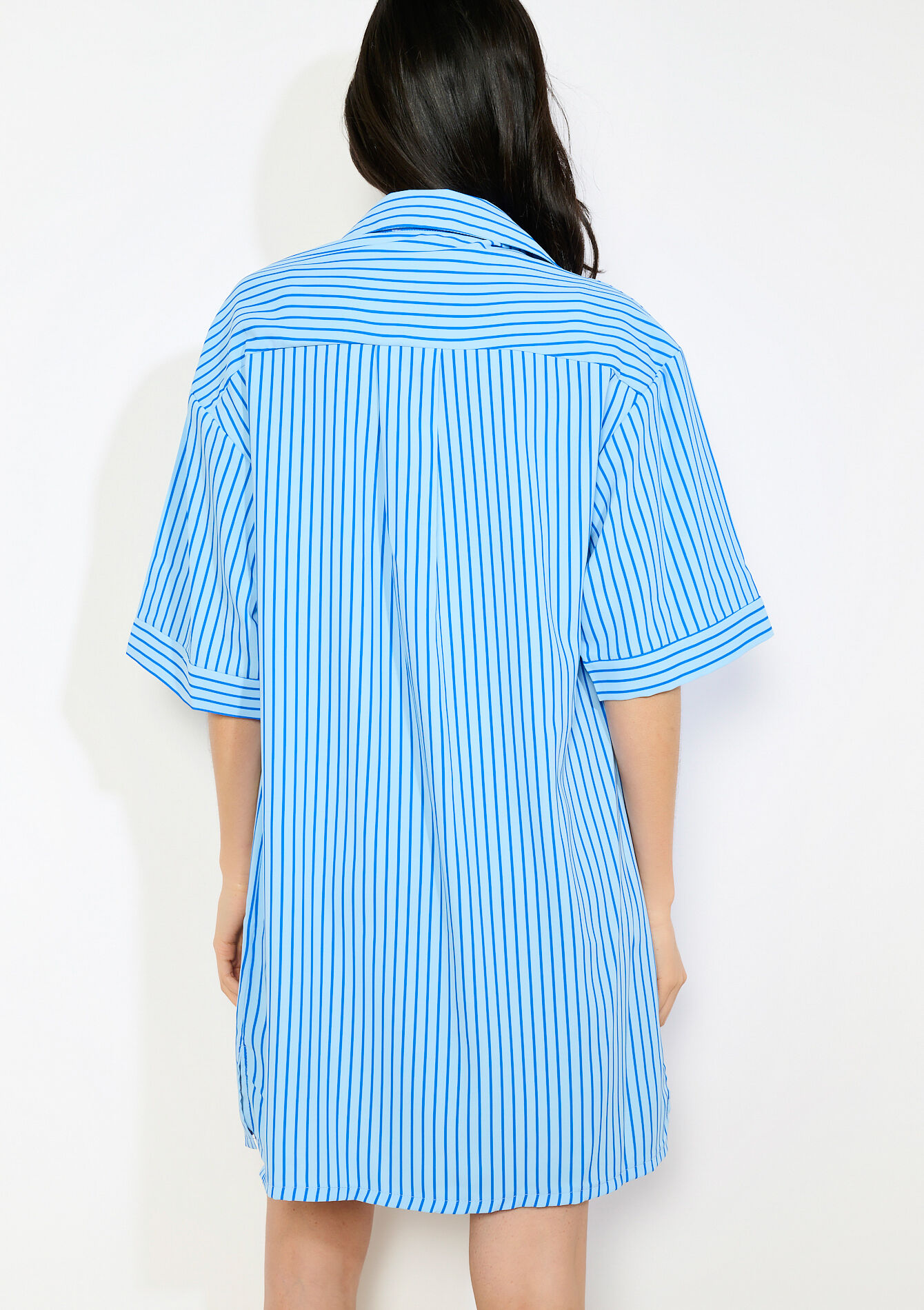 Robe-chemise rayée oversize - BLUE PASTEL - 08104455_3003