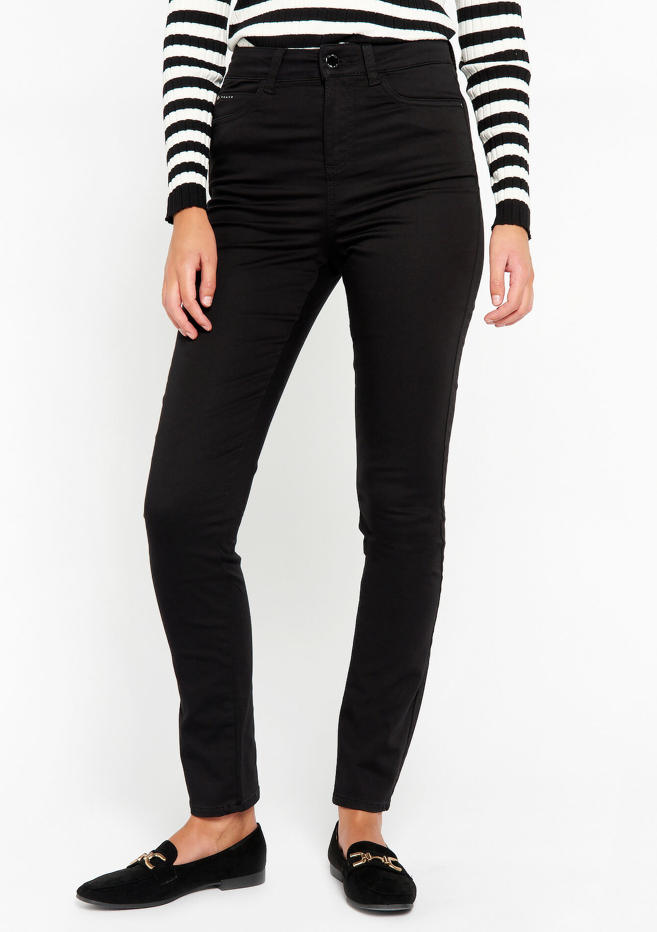 Skinny broek met hoge taille - BLACK - 06004342_1119