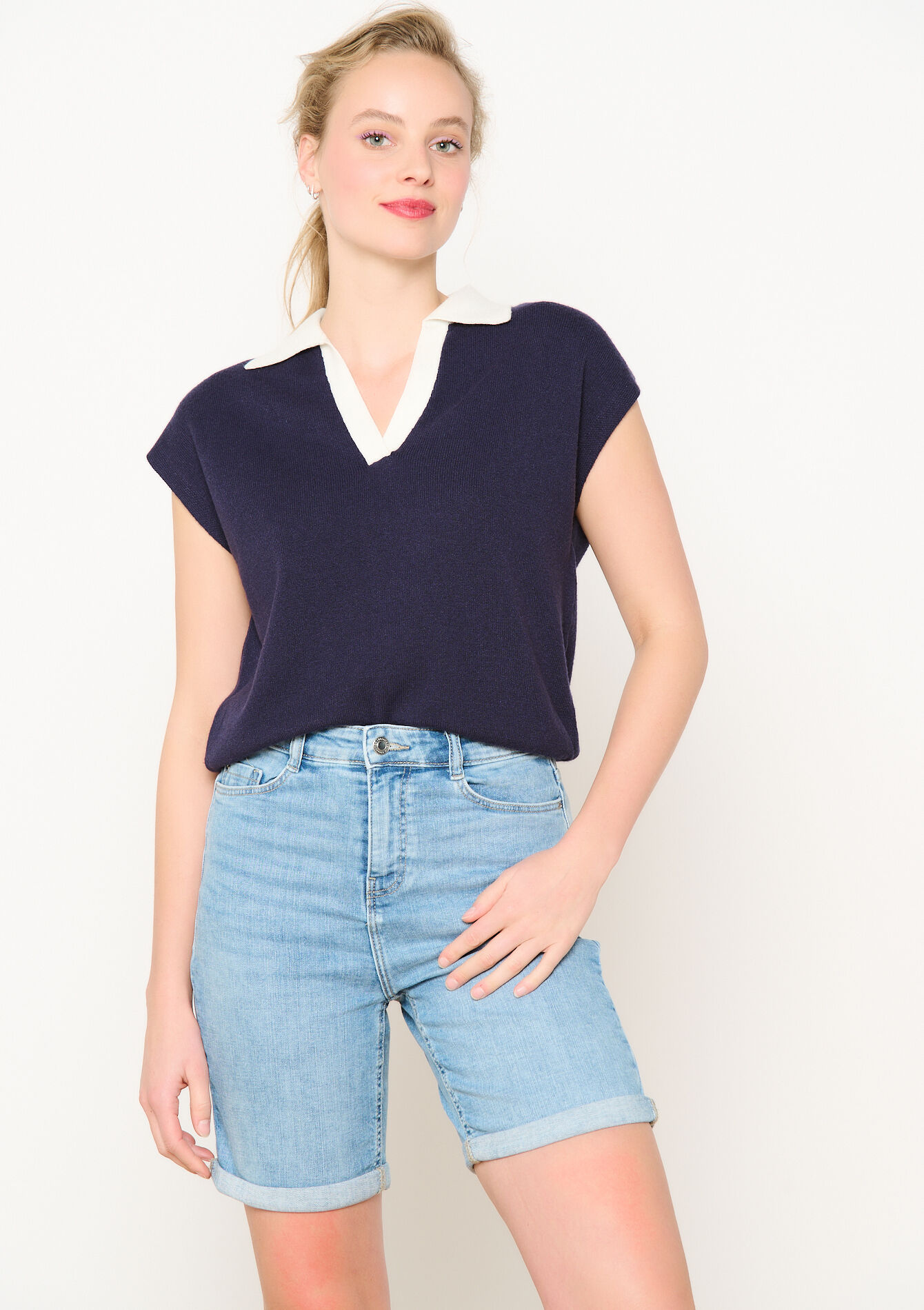 Denim shorts - BLUE BLEACHED - 22000575_0502