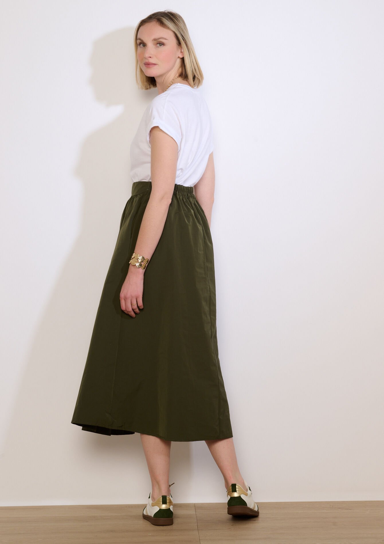 Jupe longue taille froncée - KHAKI DARKY - 07101488_4208