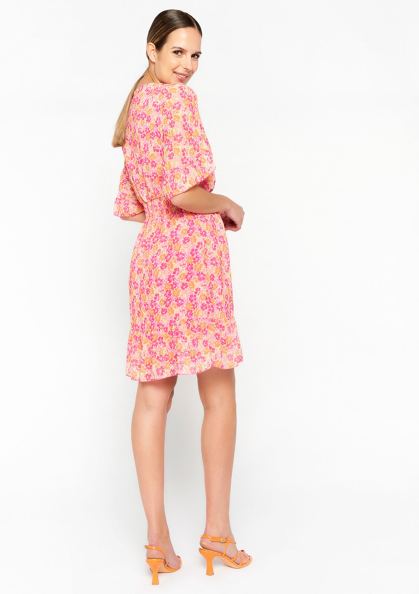 Robe cache-coeur à imprimé fleuri - FUCHSIA - 08103226_5626