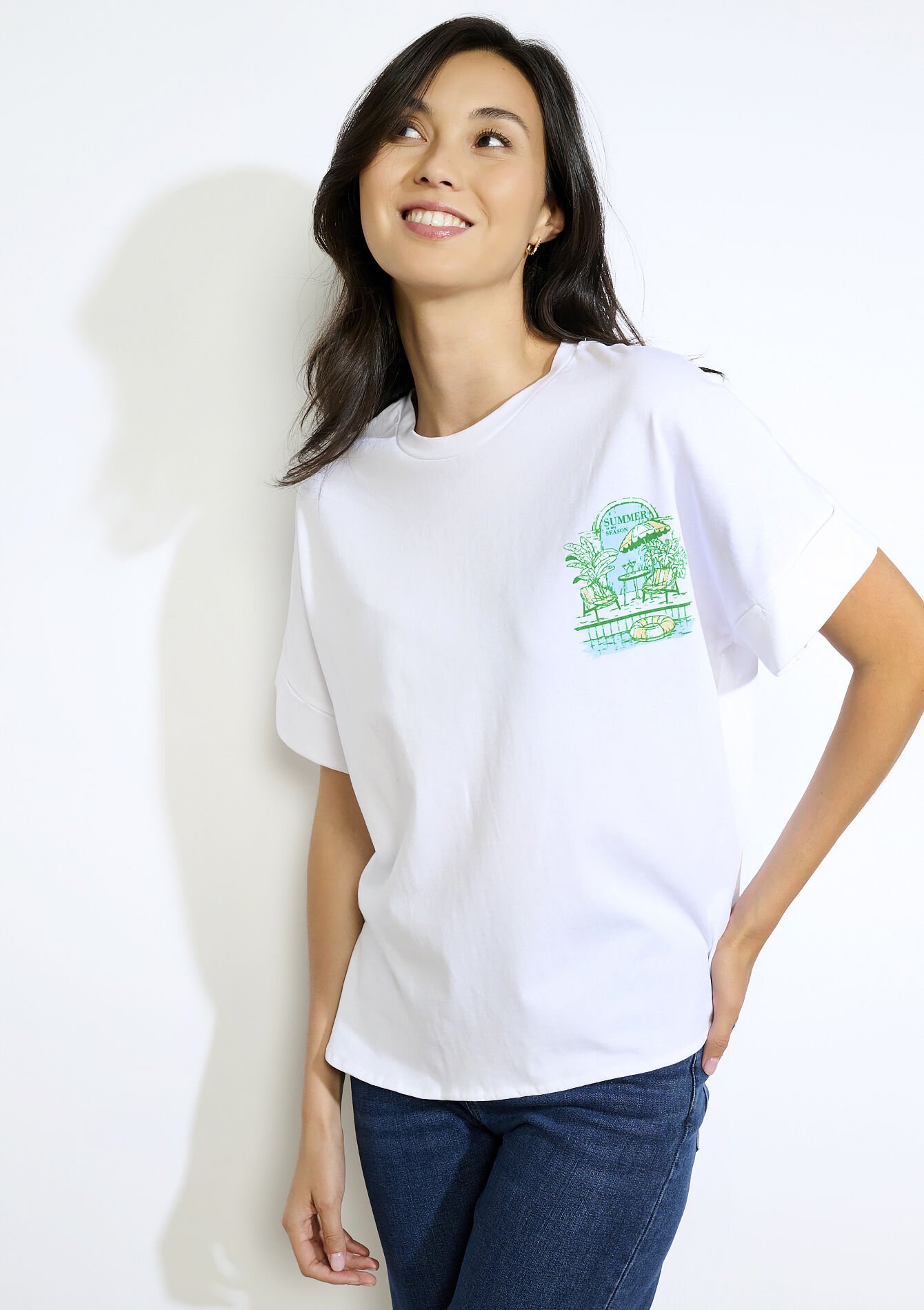 T-shirt à motif estival, , back