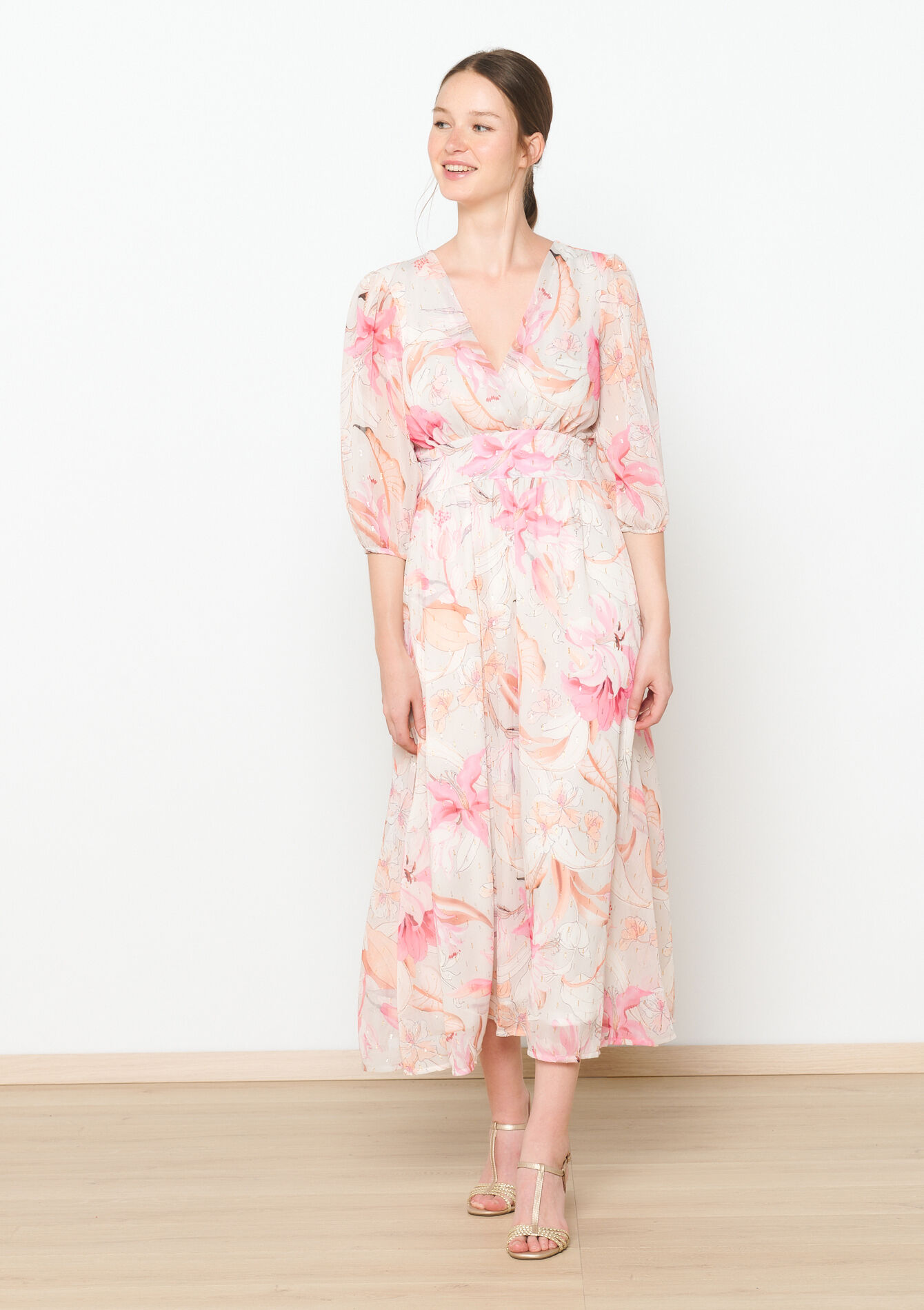 Maxi-jurk met bloemenprint, Maxi-jurk met bloemenprint - NUDE LOTUS - 08103762_4118