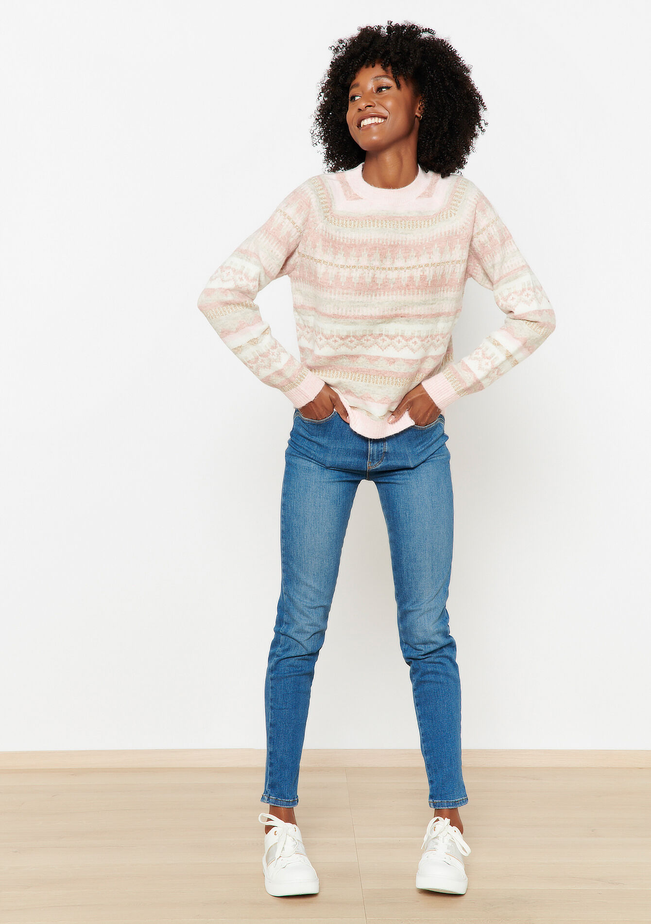 Jacquard trui met lurex, Jacquard trui met lurex - COSMETIC PINK - 15100240_5733