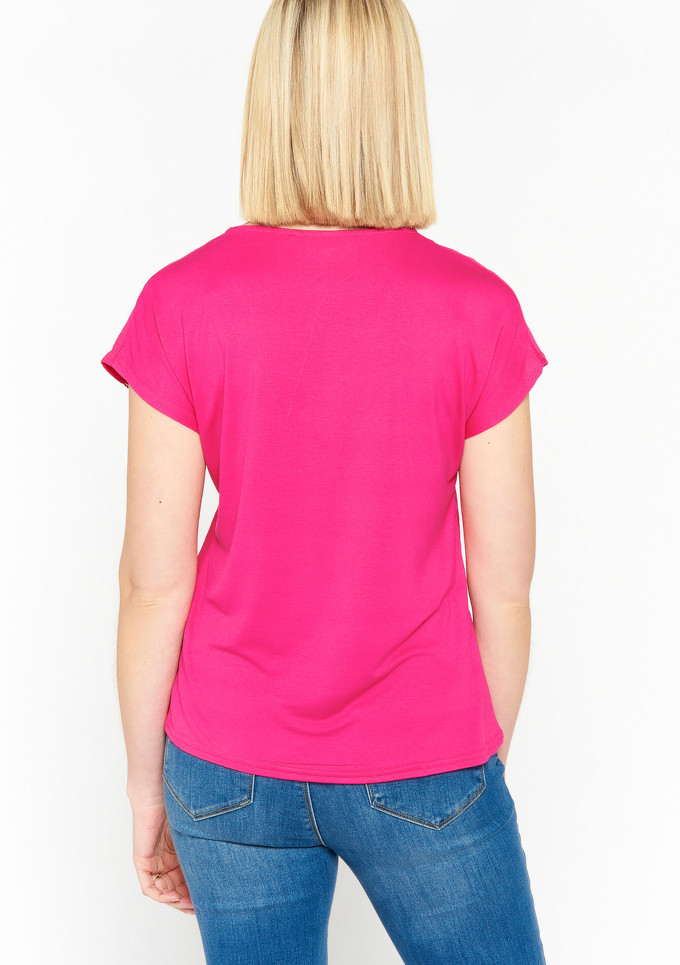 T-shirt met kant - FUCHSIA - 02301358_5626