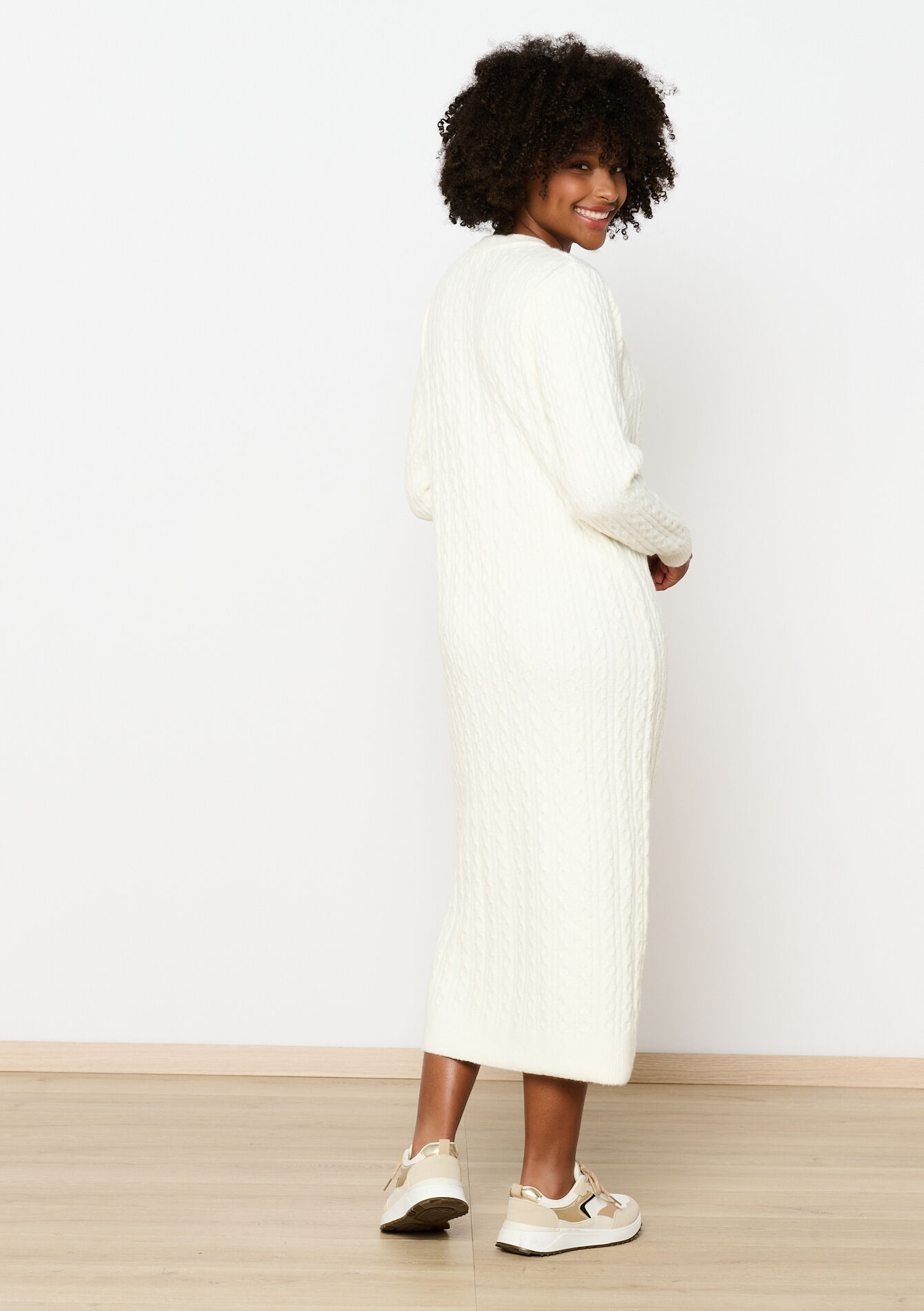 Kabelgebreide trui-jurk, Kabelgebreide trui-jurk - VANILLA WHITE - 08103544_1013
