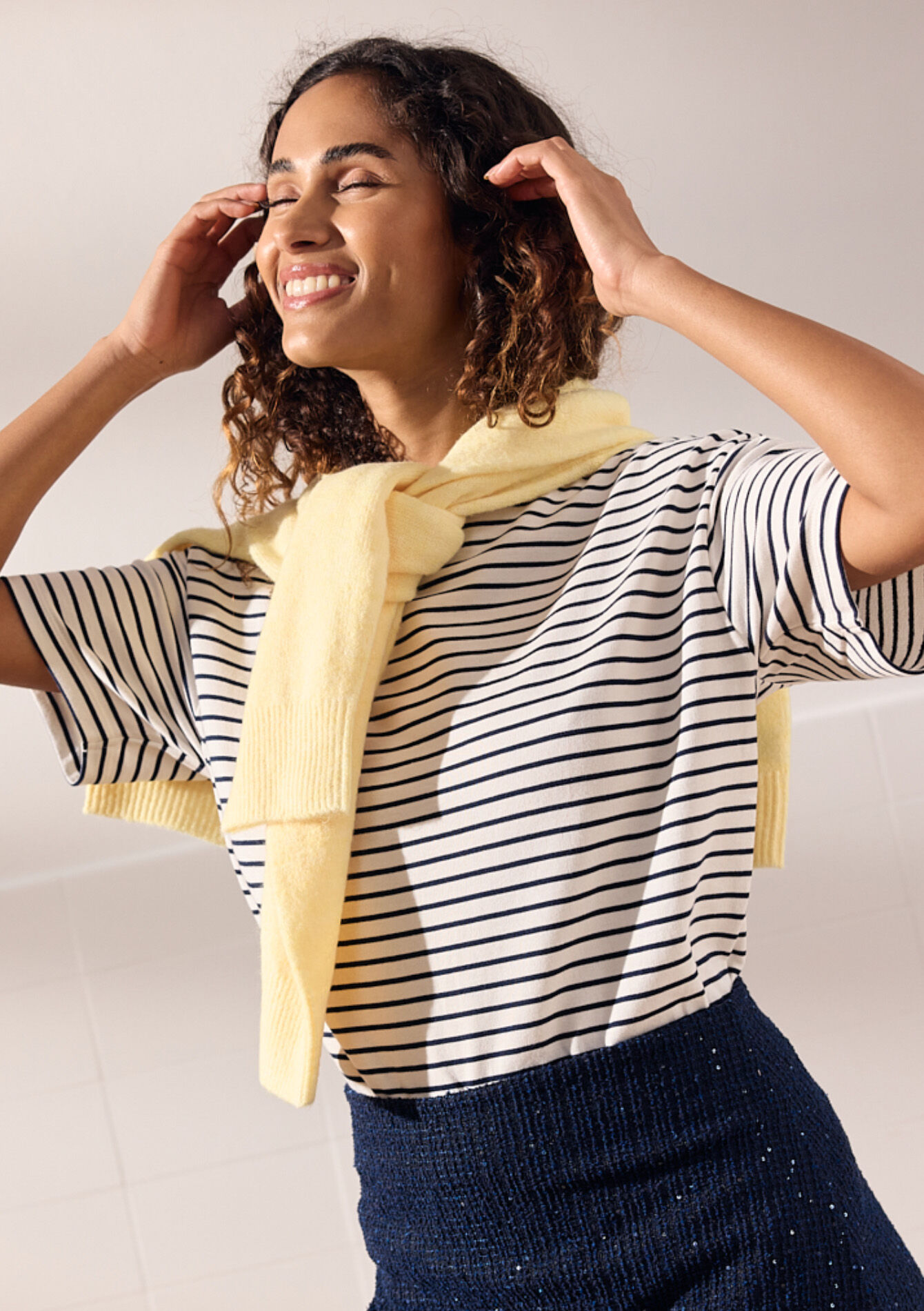 T-shirt à rayures à manches courtes, T-shirt à rayures à manches courtes - OFFWHITE - 02301632_1001