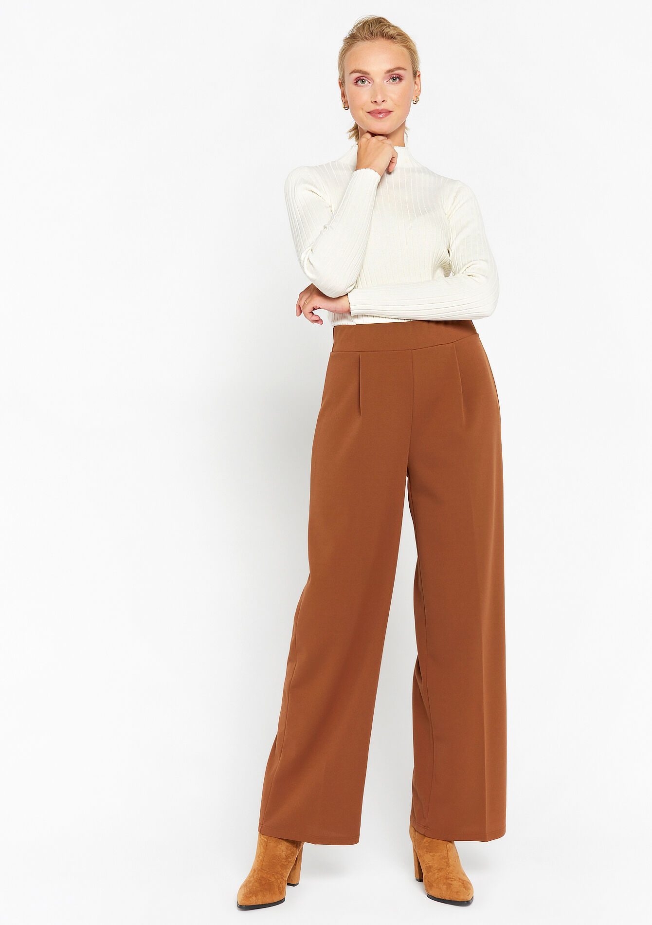 Wijde broek - CAMEL CINNAMON - 06600785_3835