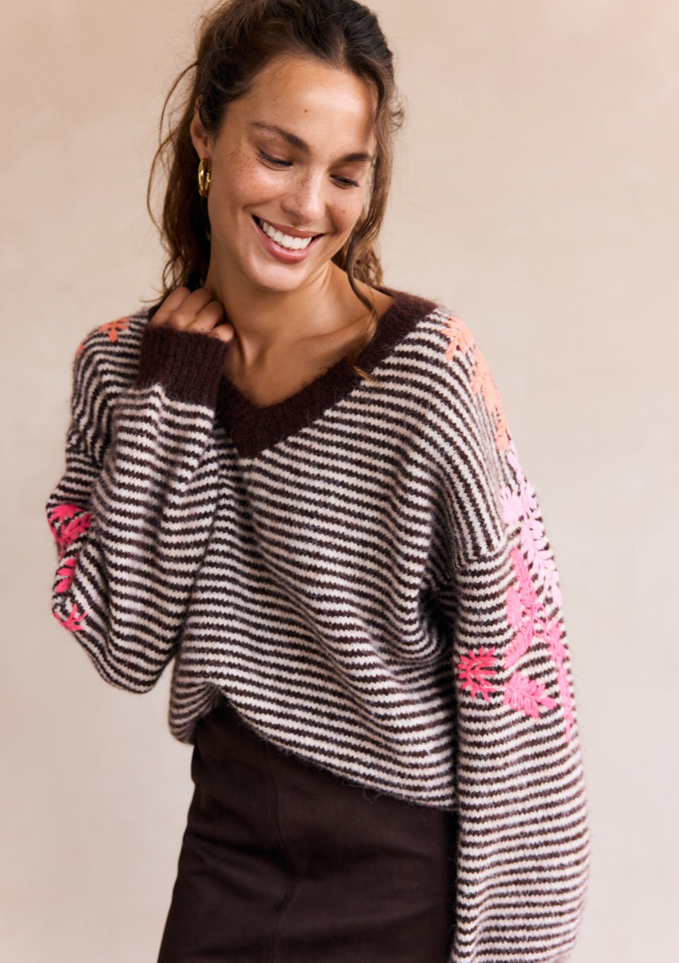 Gestreepte gebreide trui, Gestreepte gebreide trui, , back