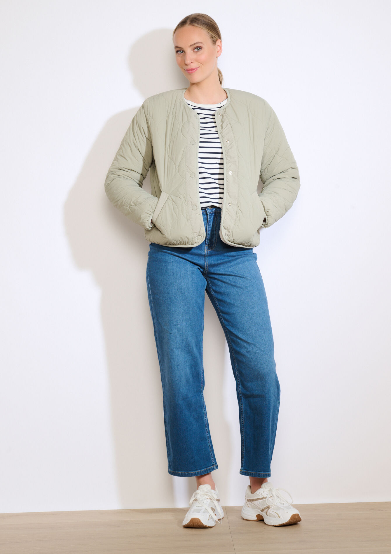 Omkeerbare korte gewatteerde jas, Omkeerbare korte gewatteerde jas - KHAKI FADED - 15100341_4326