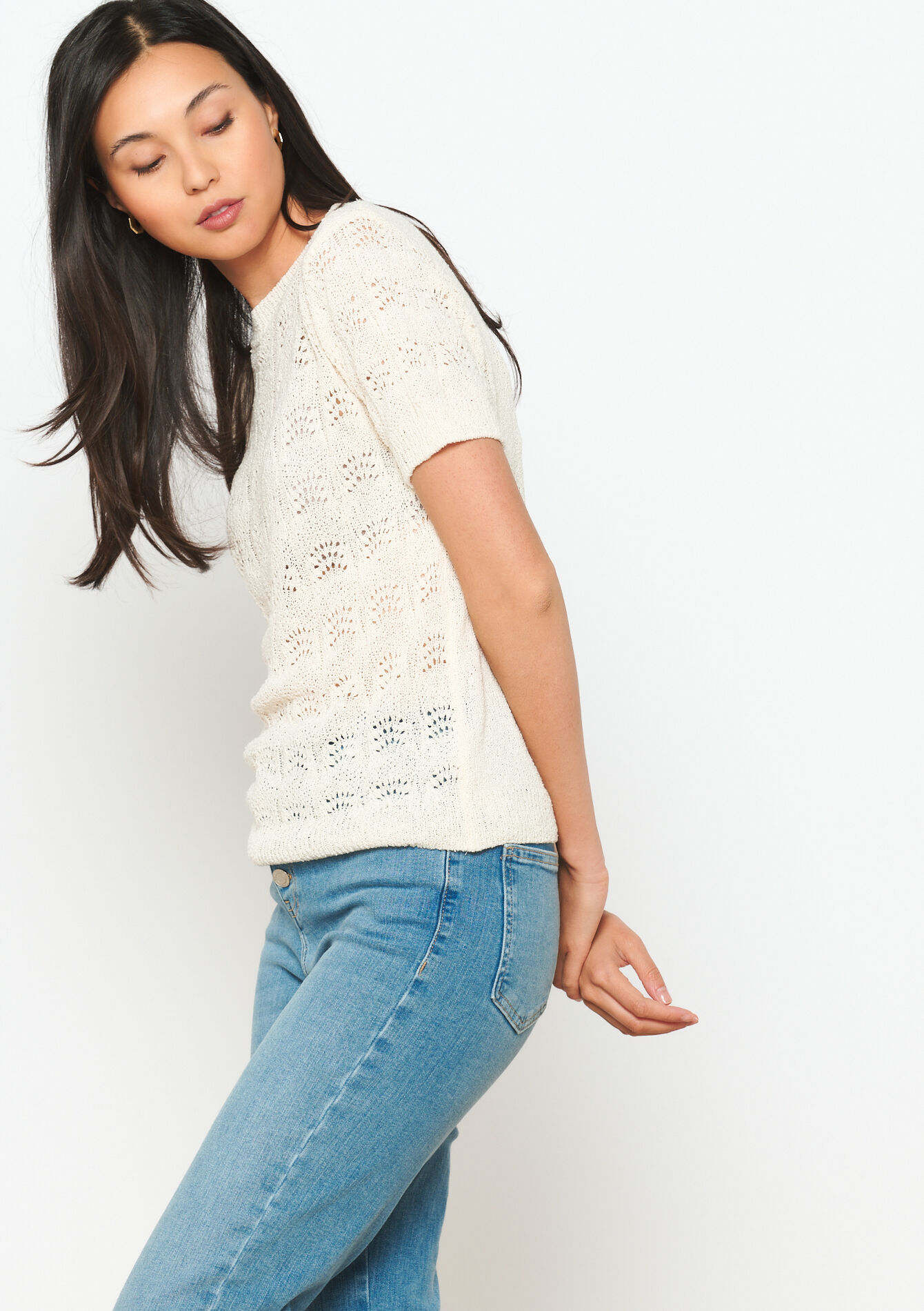 Opengewerkte top - LT BEIGE - 02301602_2527