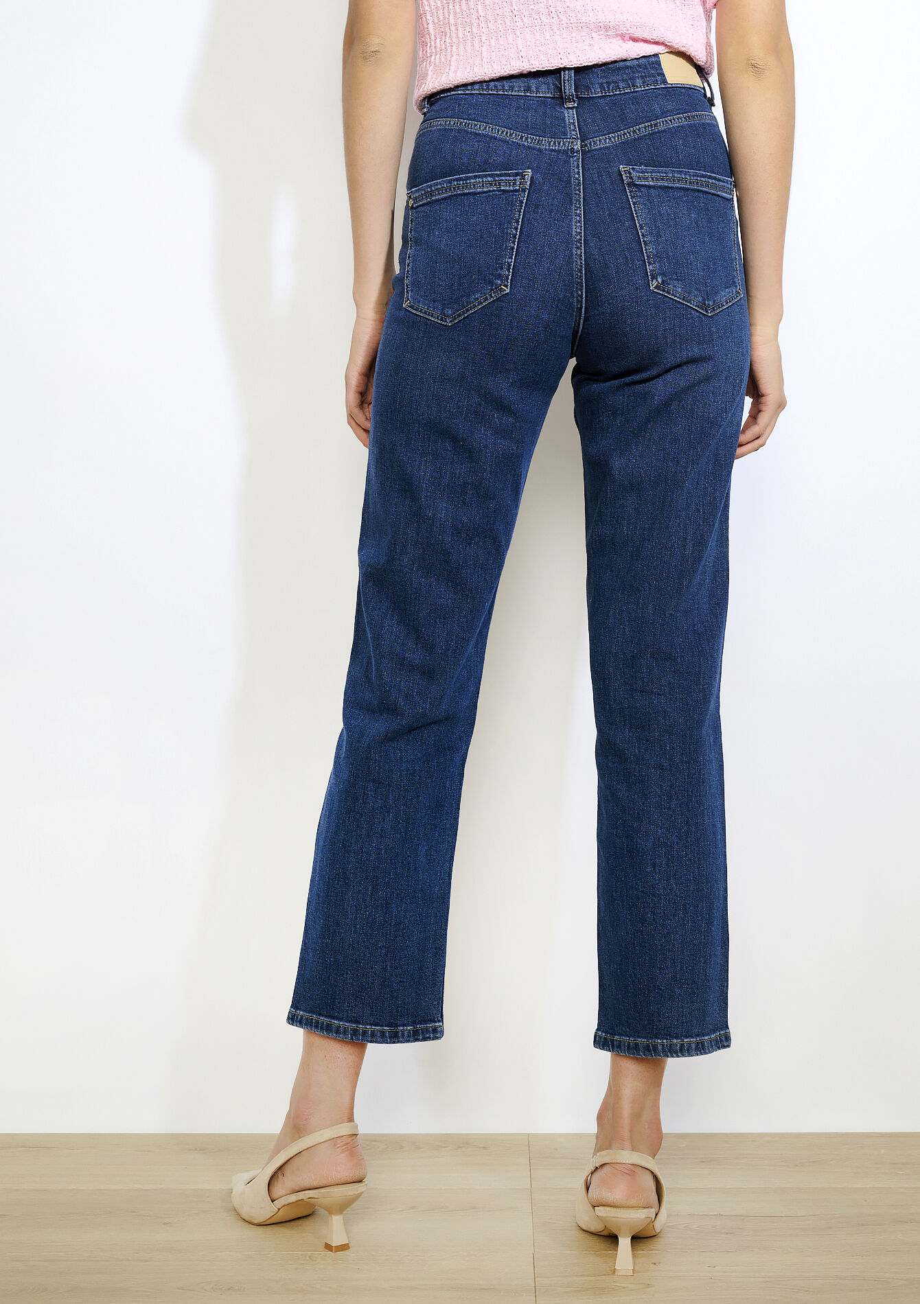 Hoge taille rechte jeans, Hoge taille rechte jeans - DARK BLUE - 22000598_0501