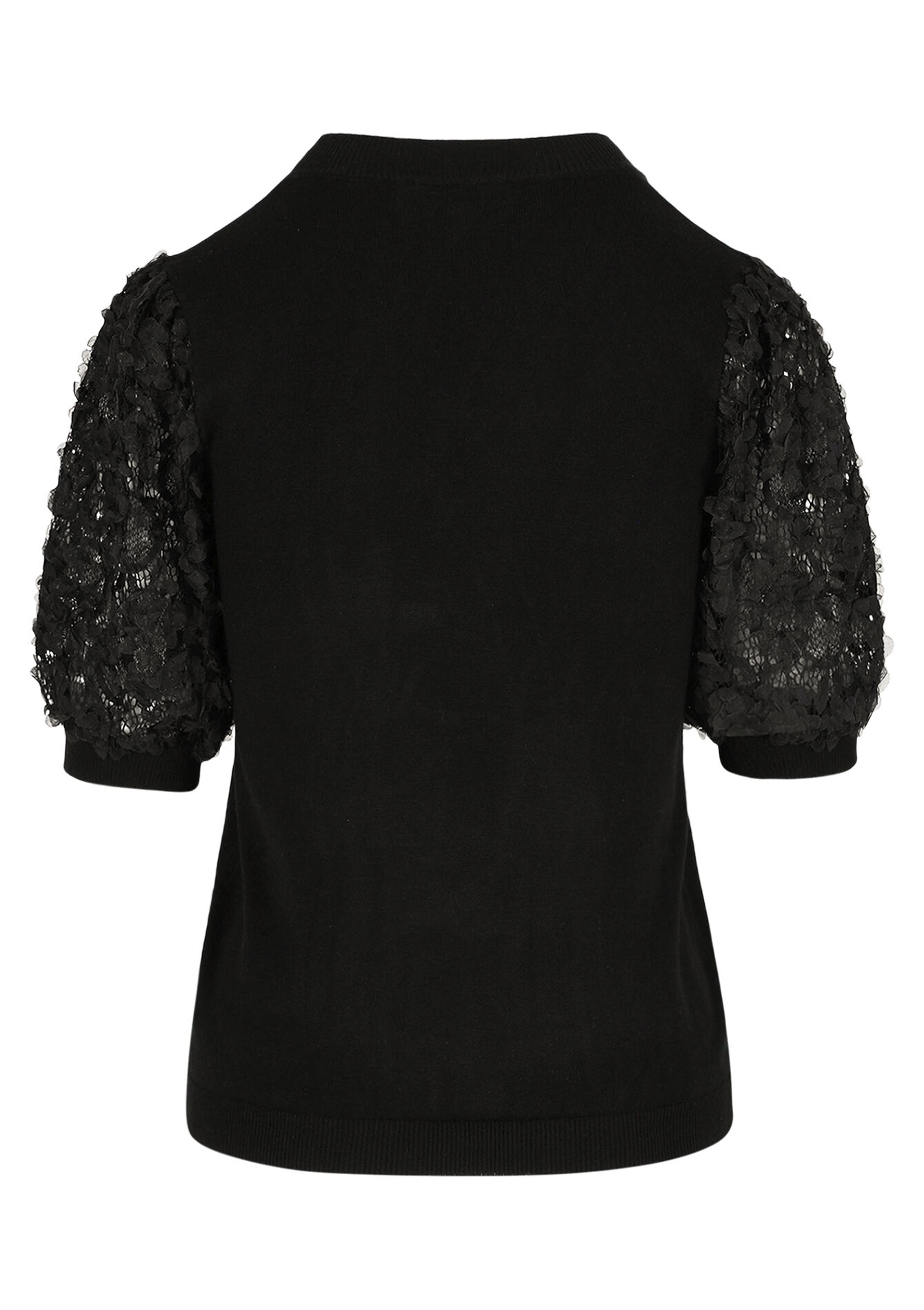 Top met kanten mouwen, Top met kanten mouwen - BLACK - 04006916_1119