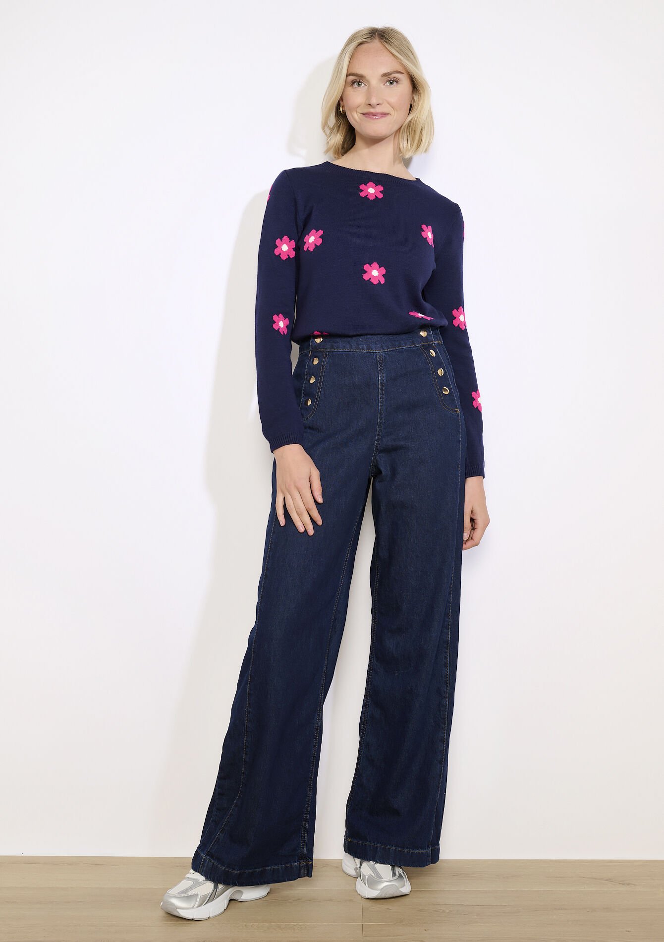 Trui met bloemenprint - NAVY BASIC - 04007088_2723