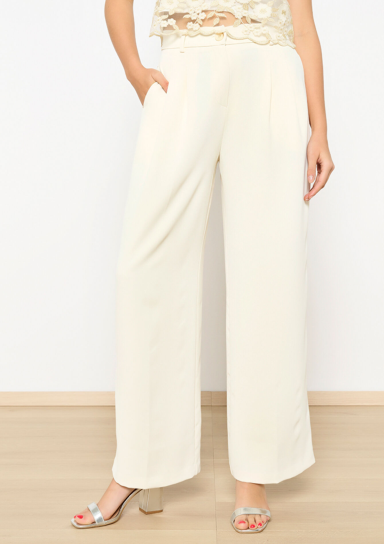 Loose palazzo trousers, Loose palazzo trousers - OFFWHITE - 06100616_1001
