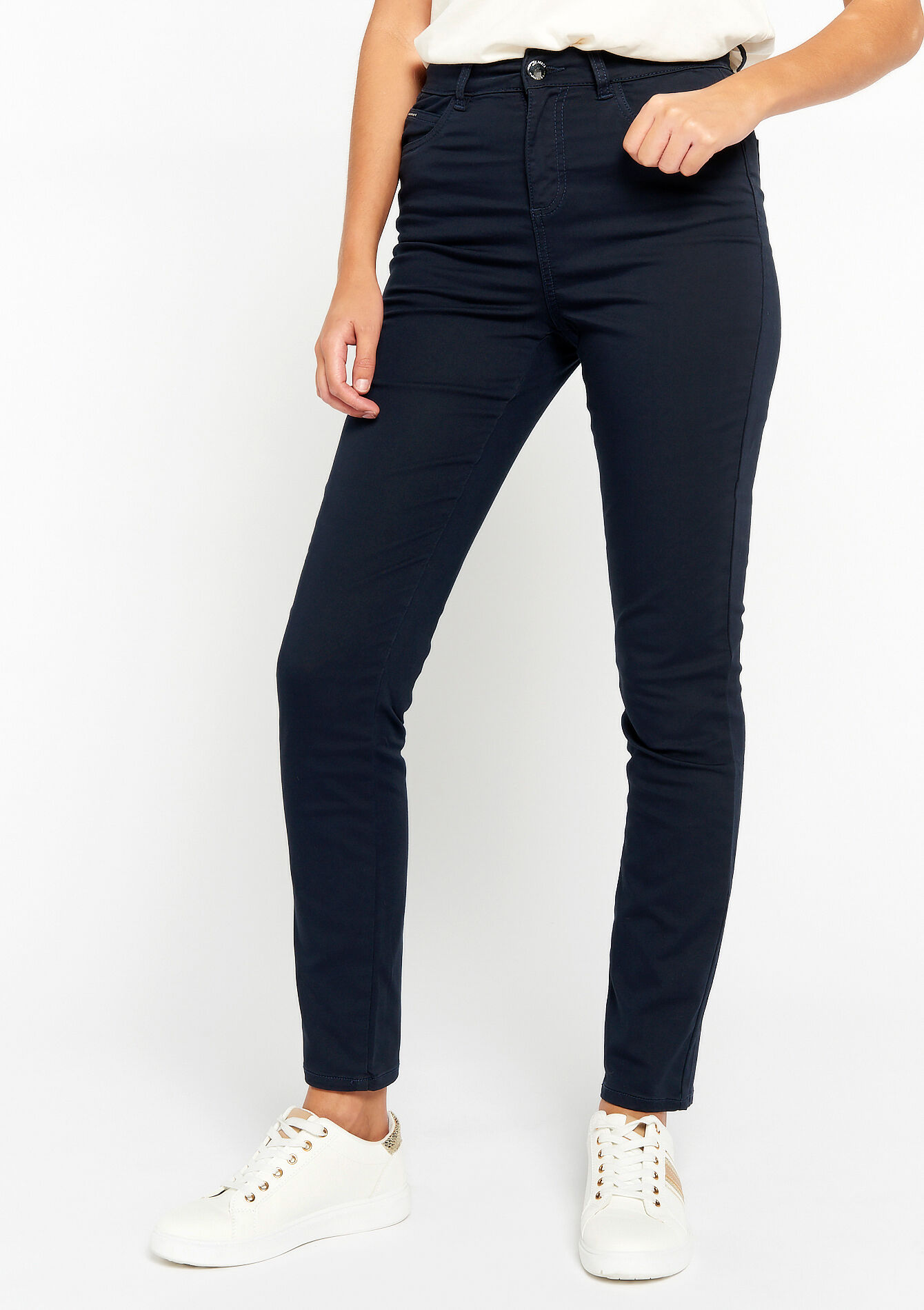 Skinny broek met hoge taille, Skinny broek met hoge taille - NAVY BASIC - 06004342_2723