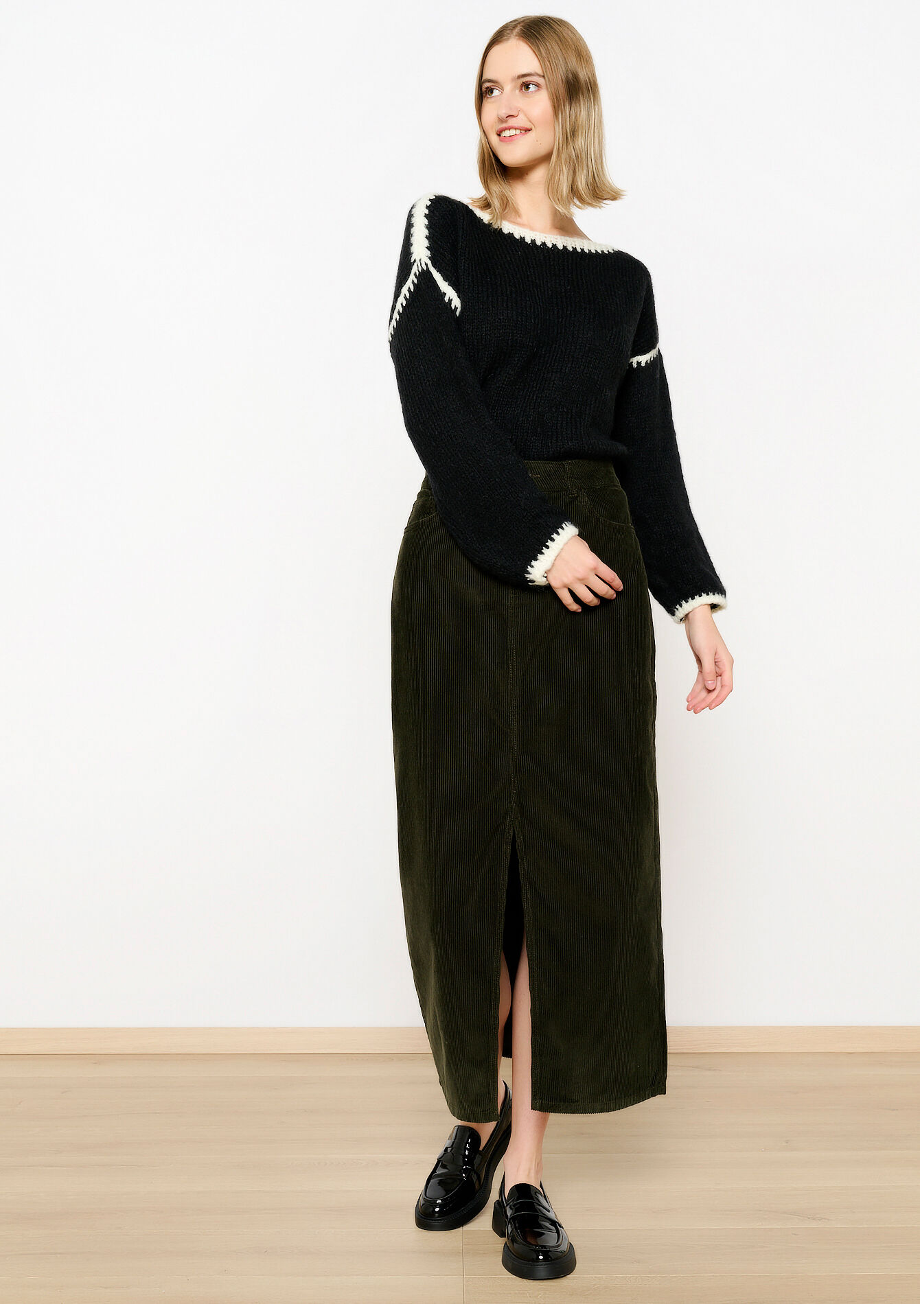 Jupe longue en velours côtelé, Jupe longue en velours côtelé - KHAKI DARKY - 07101252_4208