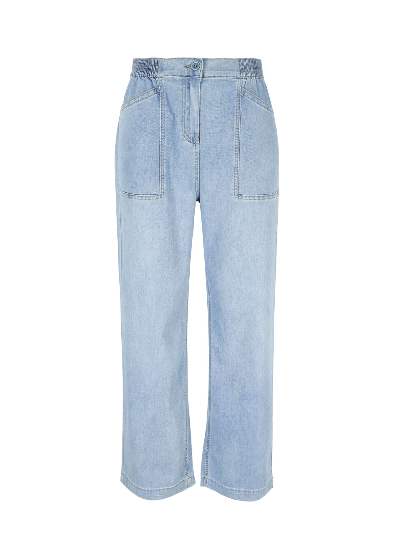 High waist wide leg jeans - BLUE BLEACHED - 22000569_0502