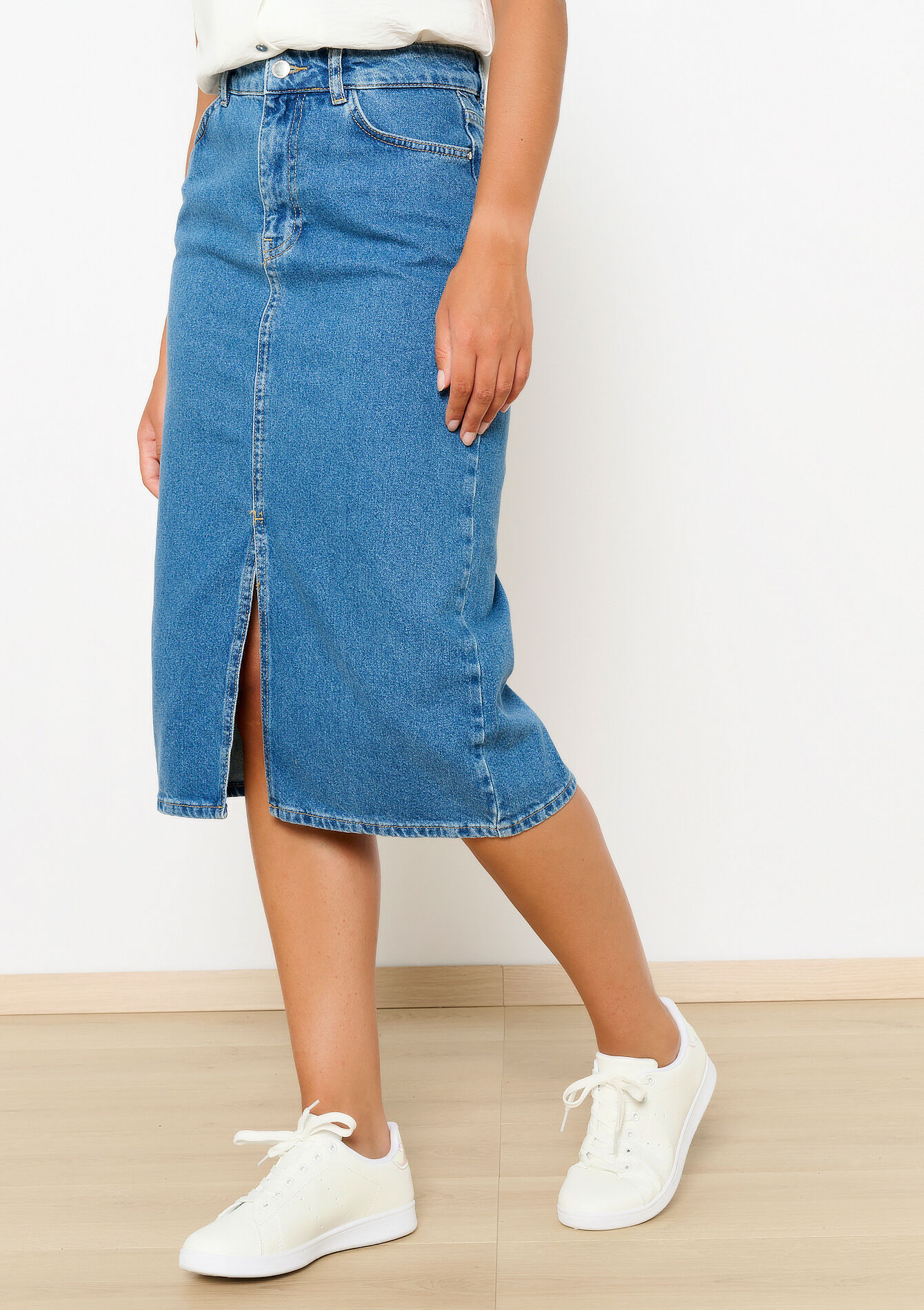 Denim midirok - MEDIUM BLUE - 07101266_0500
