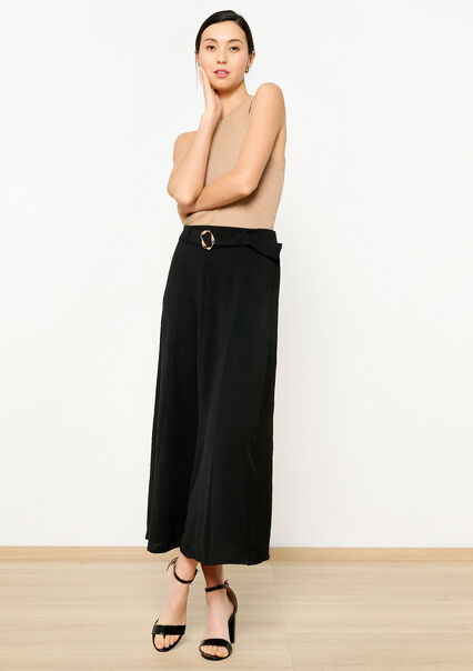 Crinkled maxi skirt - BLACK - 07101228_1119