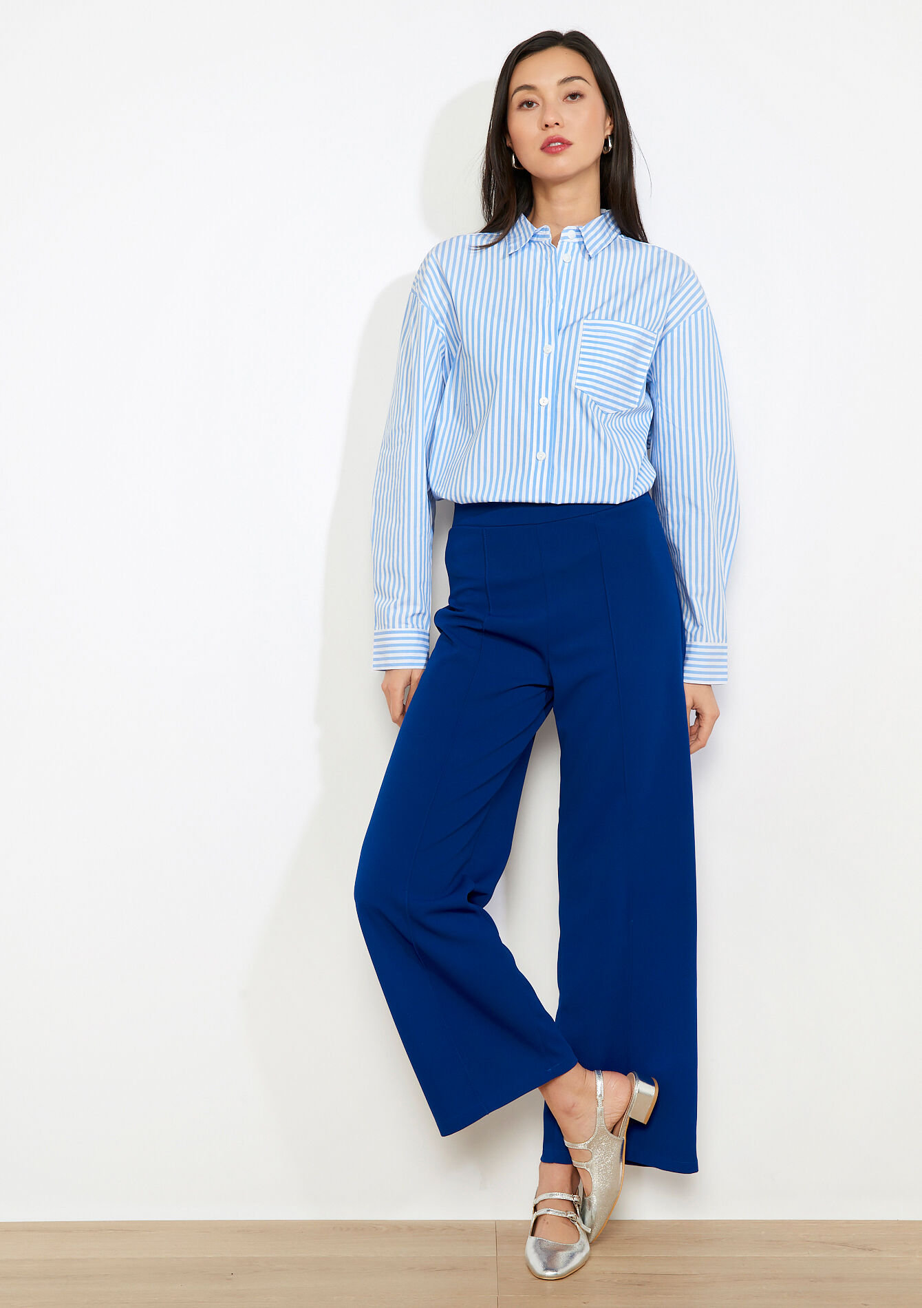 Wijde elegante broek - ELECTRIC BLUE - 06601100_1619