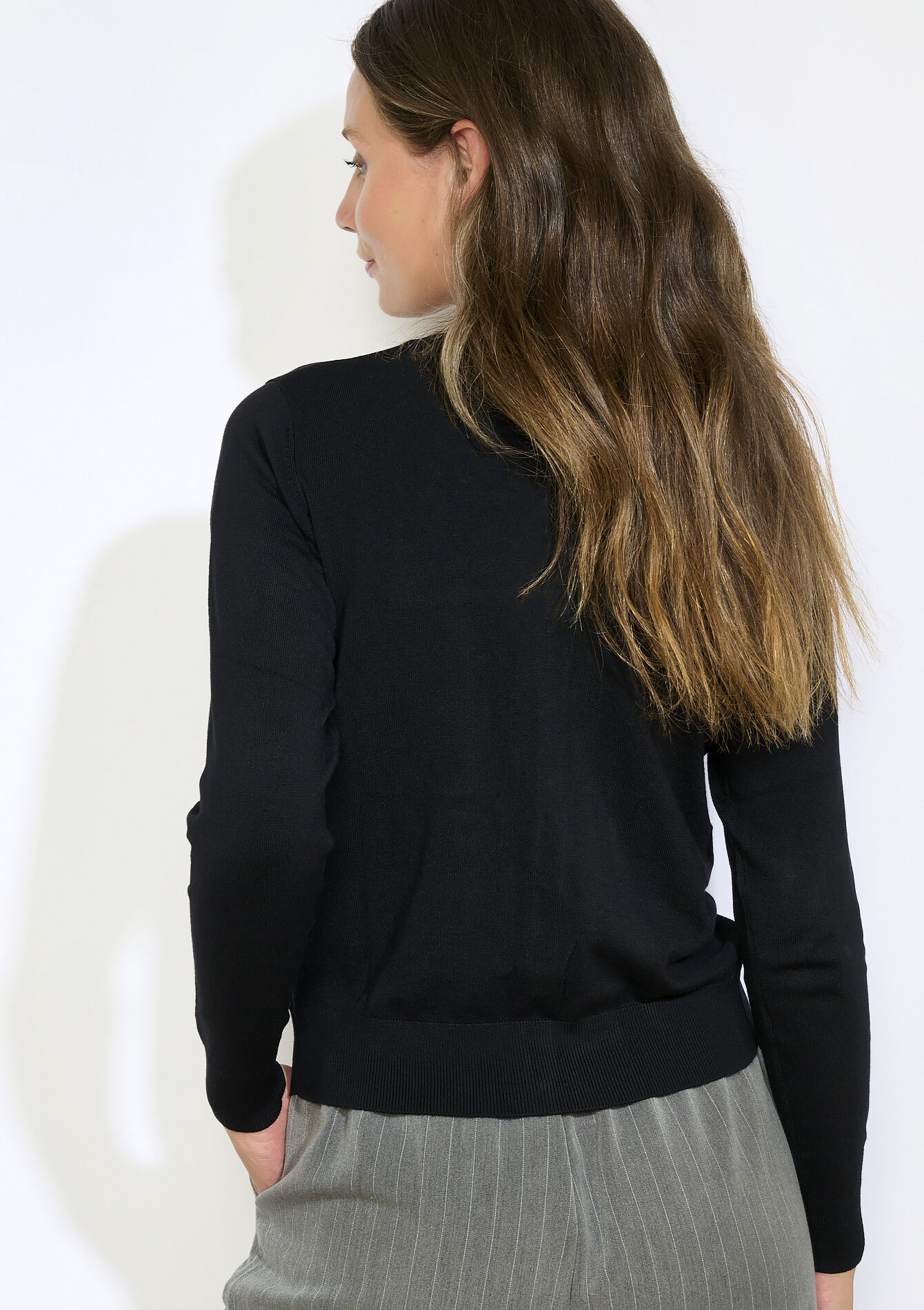 Klassiek gebreid vestje, Klassiek gebreid vestje - BLACK - 04101275_1119