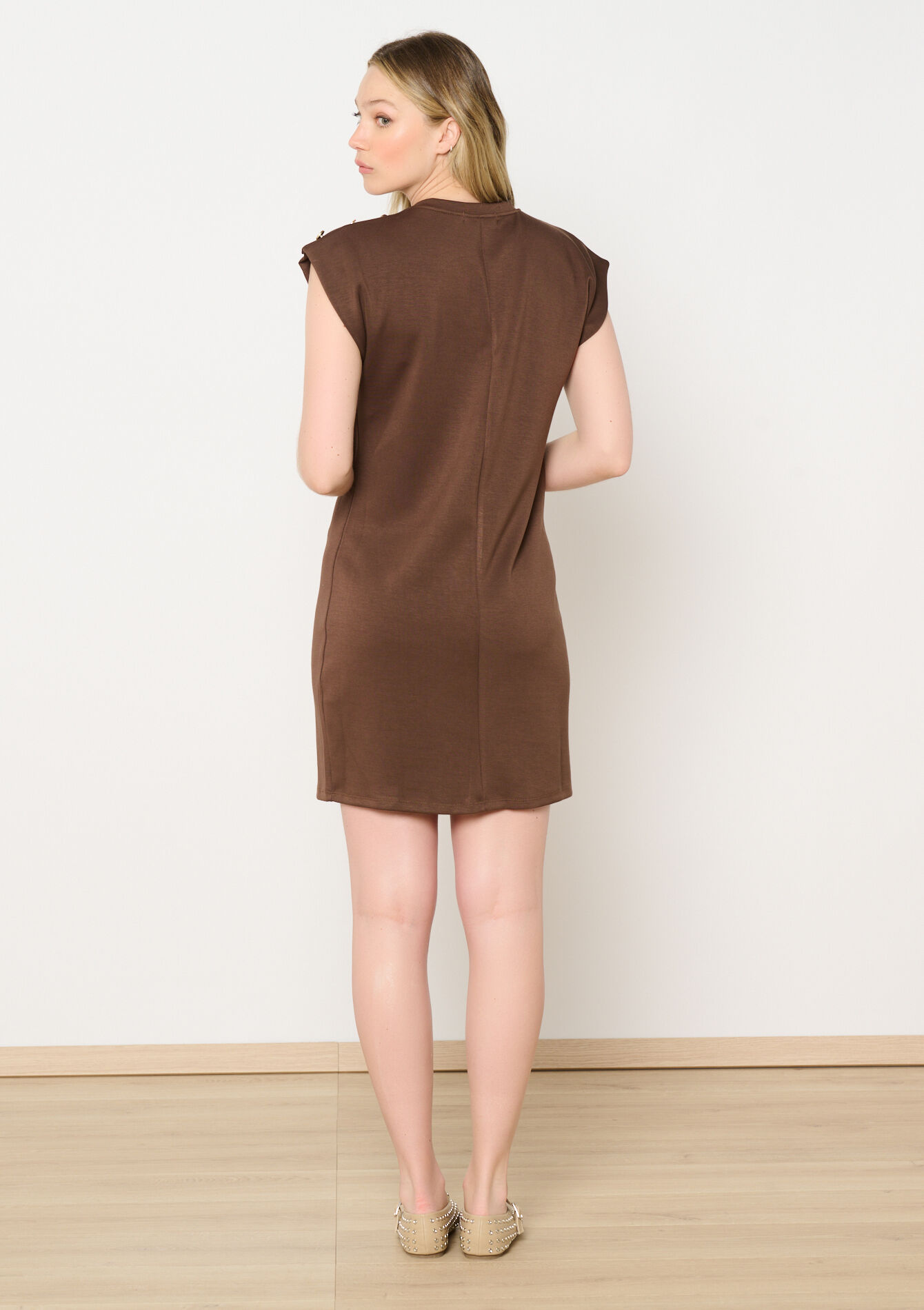 Robe sweat avec boutons, Robe sweat avec boutons - BROWN DARK CHOCOLATE - 08104063_3720